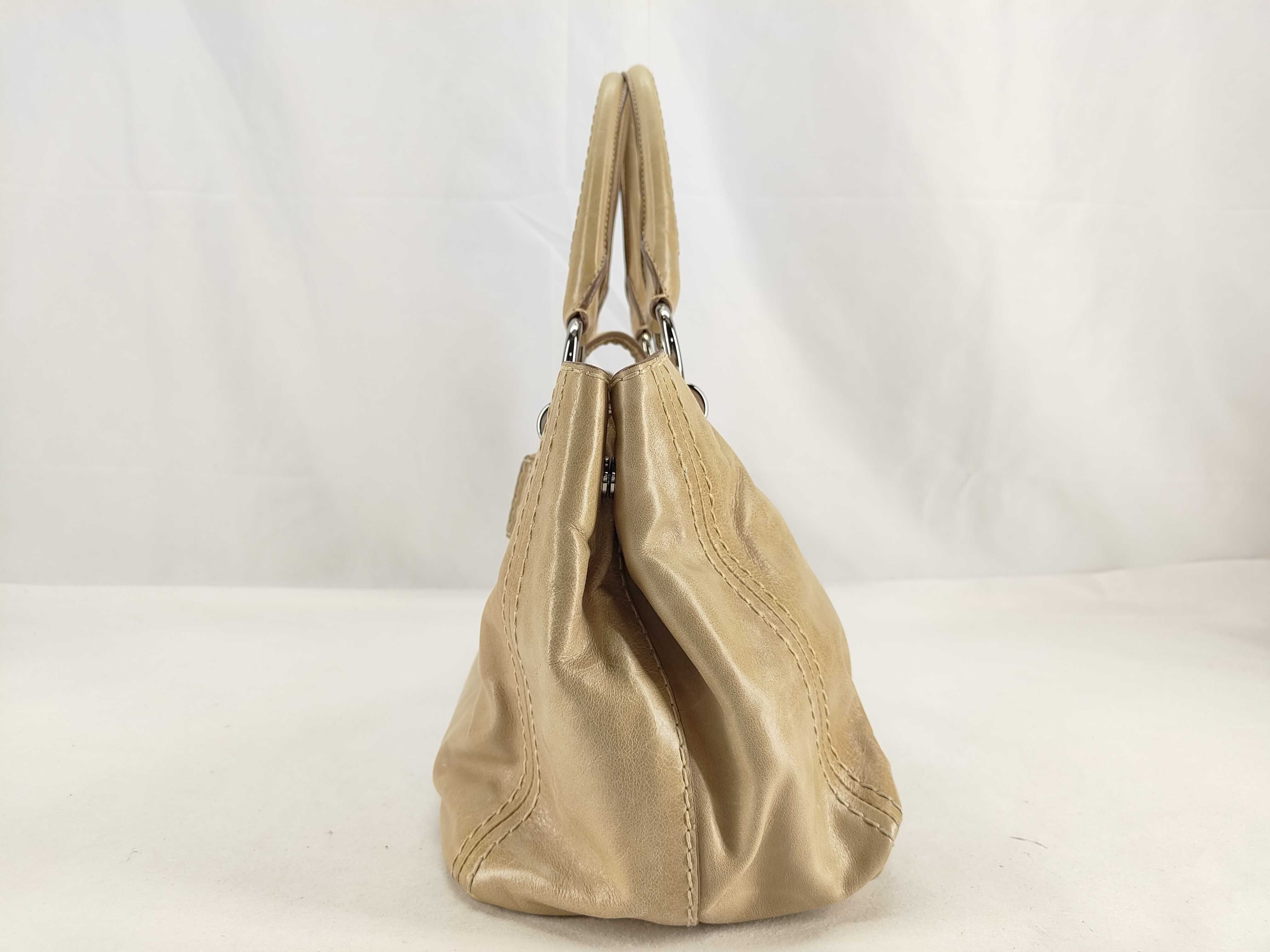 Turnlock Leather Tote Bag — view 9