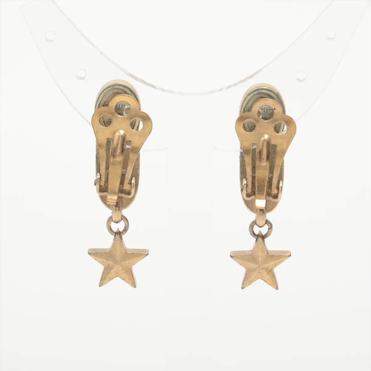 CD logo earrings (for both ears), GP gold x red. Shows signs of wear, — view 2