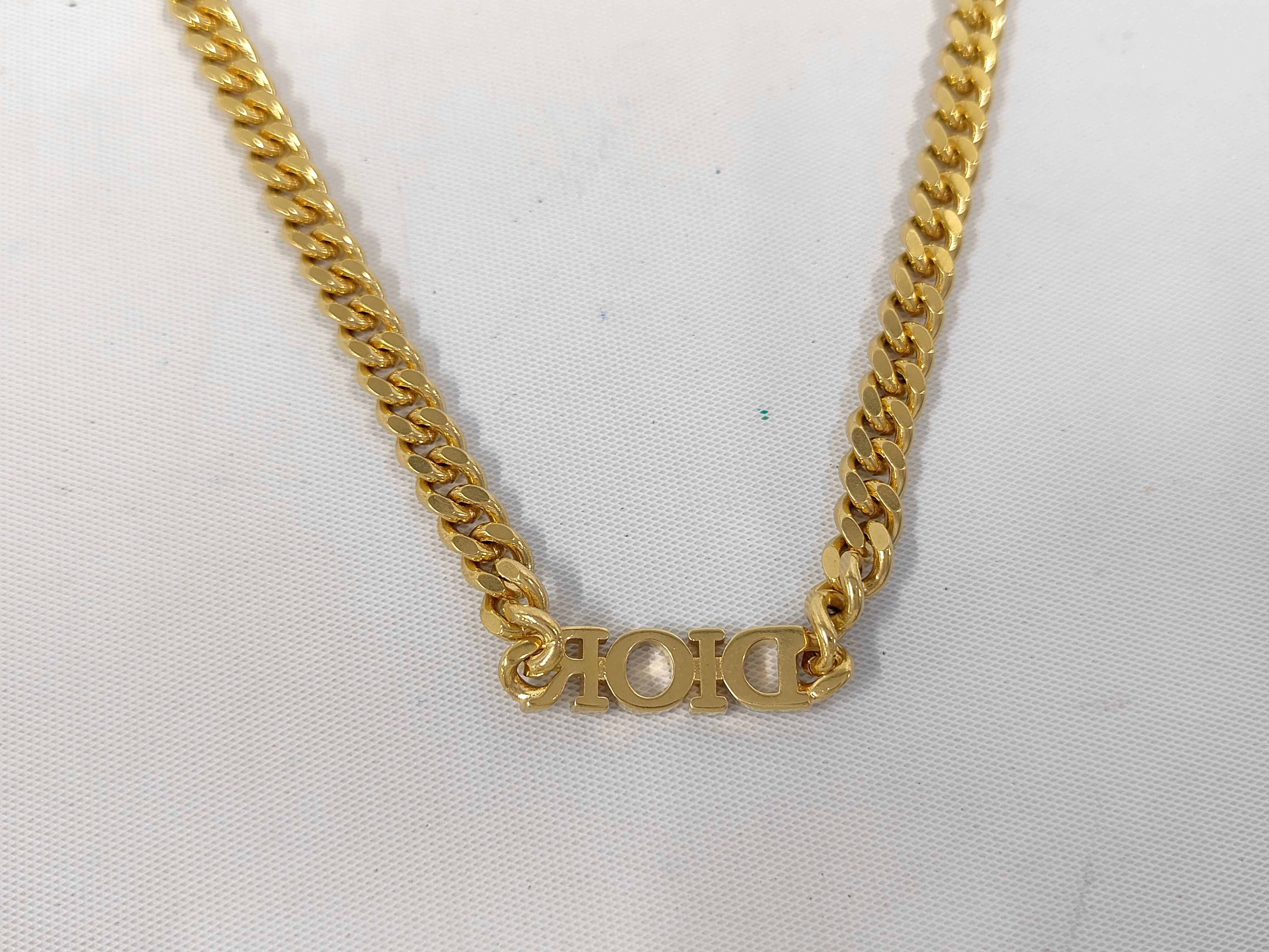 Logo Necklace GP Rhinestone Gold Dior Necklace — view 2