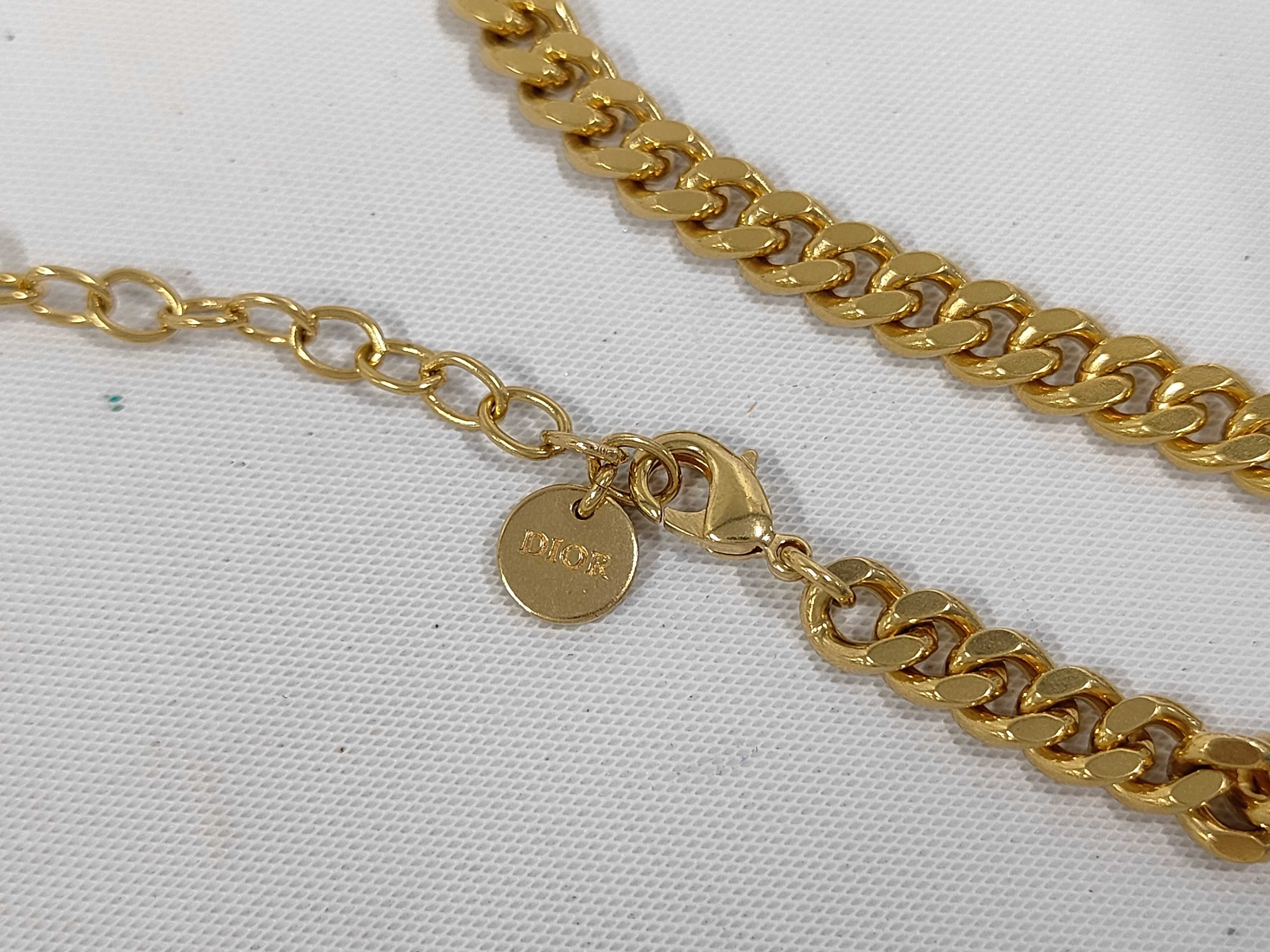 Logo Necklace GP Rhinestone Gold Dior Necklace — view 4