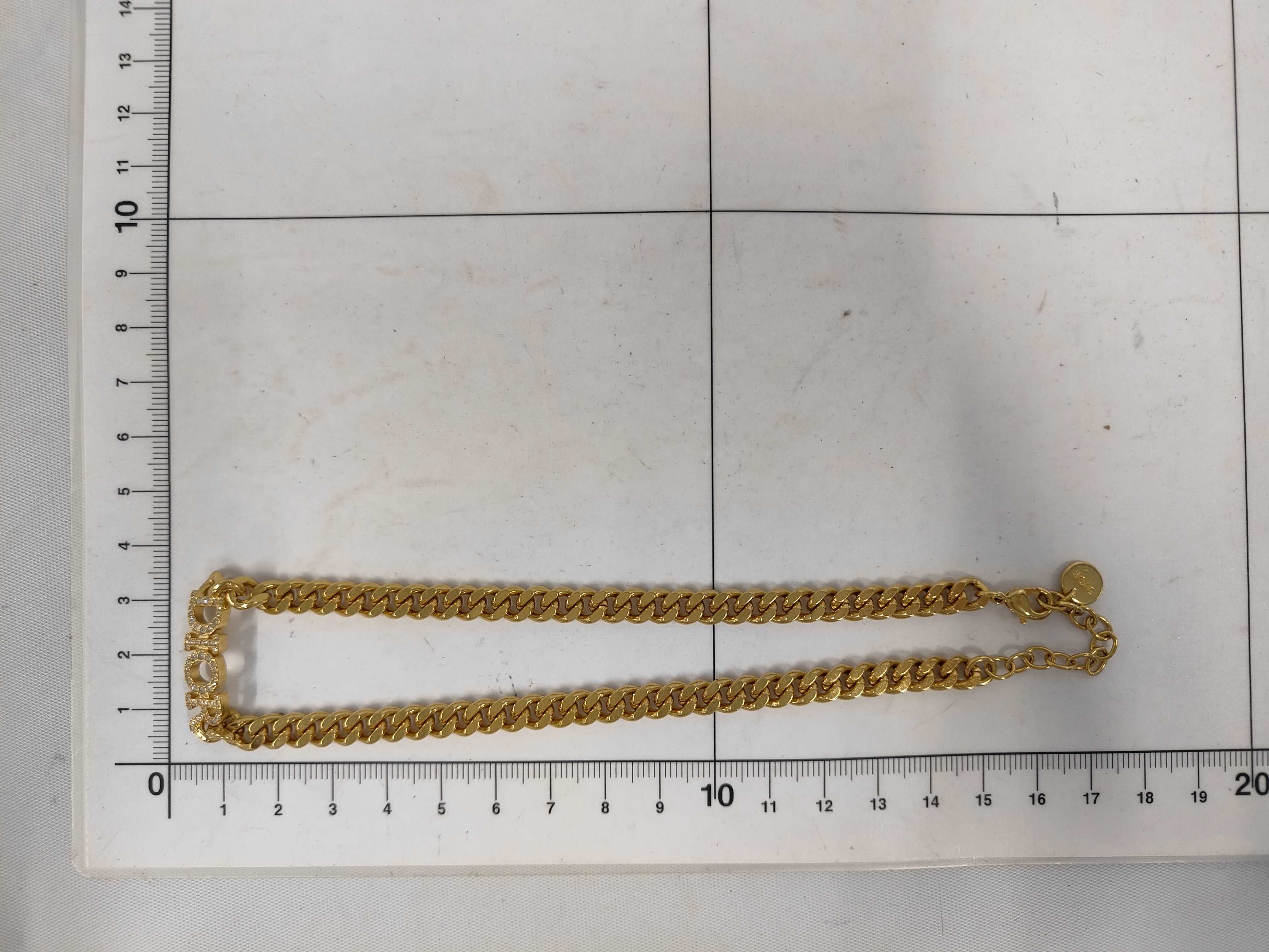 Logo Necklace GP Rhinestone Gold Dior Necklace — view 5