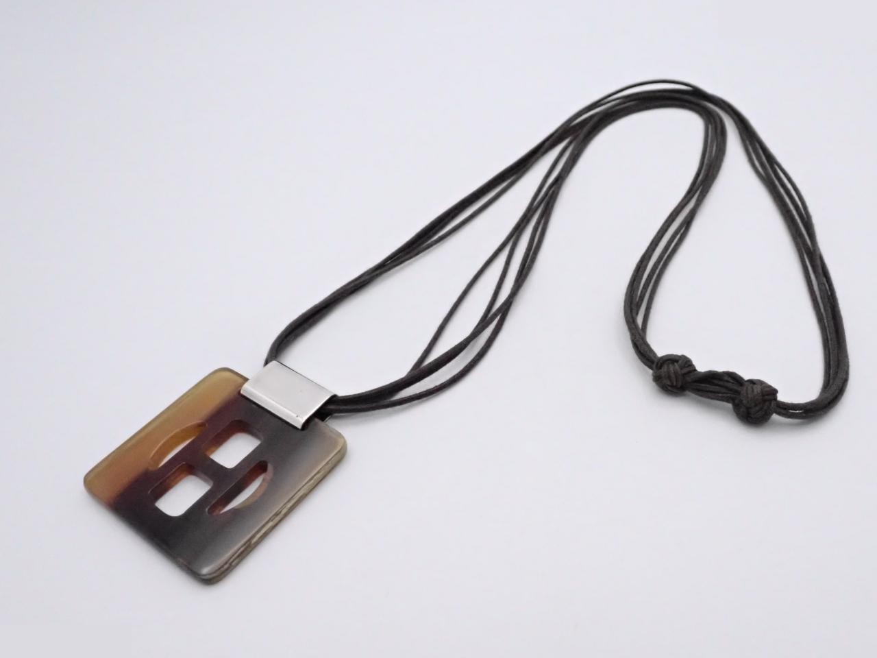 Buffalo horn square pendant necklace — view 3