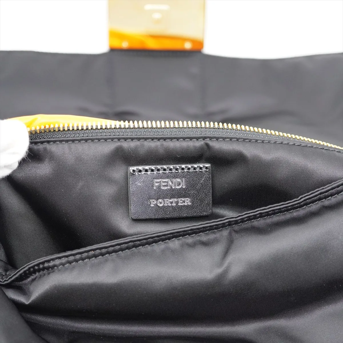 x Porter Mamma Bucket Nylon x Leather 3-Way Shoulder Bag, Black, XL, with Dust Bag and Gold Hardware — view 7