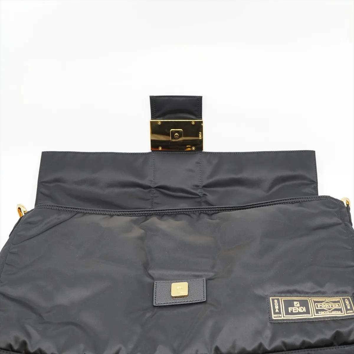 x Porter Mamma Bucket Nylon x Leather 3-Way Shoulder Bag, Black, XL, with Dust Bag and Gold Hardware — view 10