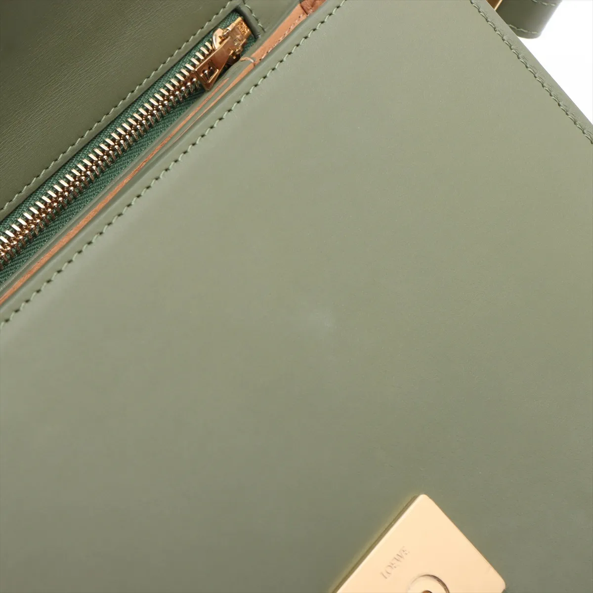 Anagram Goya Leather Shoulder Bag, Green — view 10