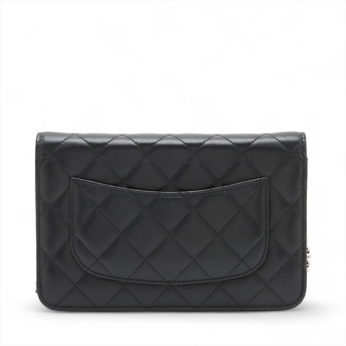Matelasse Lambskin Chain Wallet Black Silver Hardware 28260920 28th AP0250 — view 2