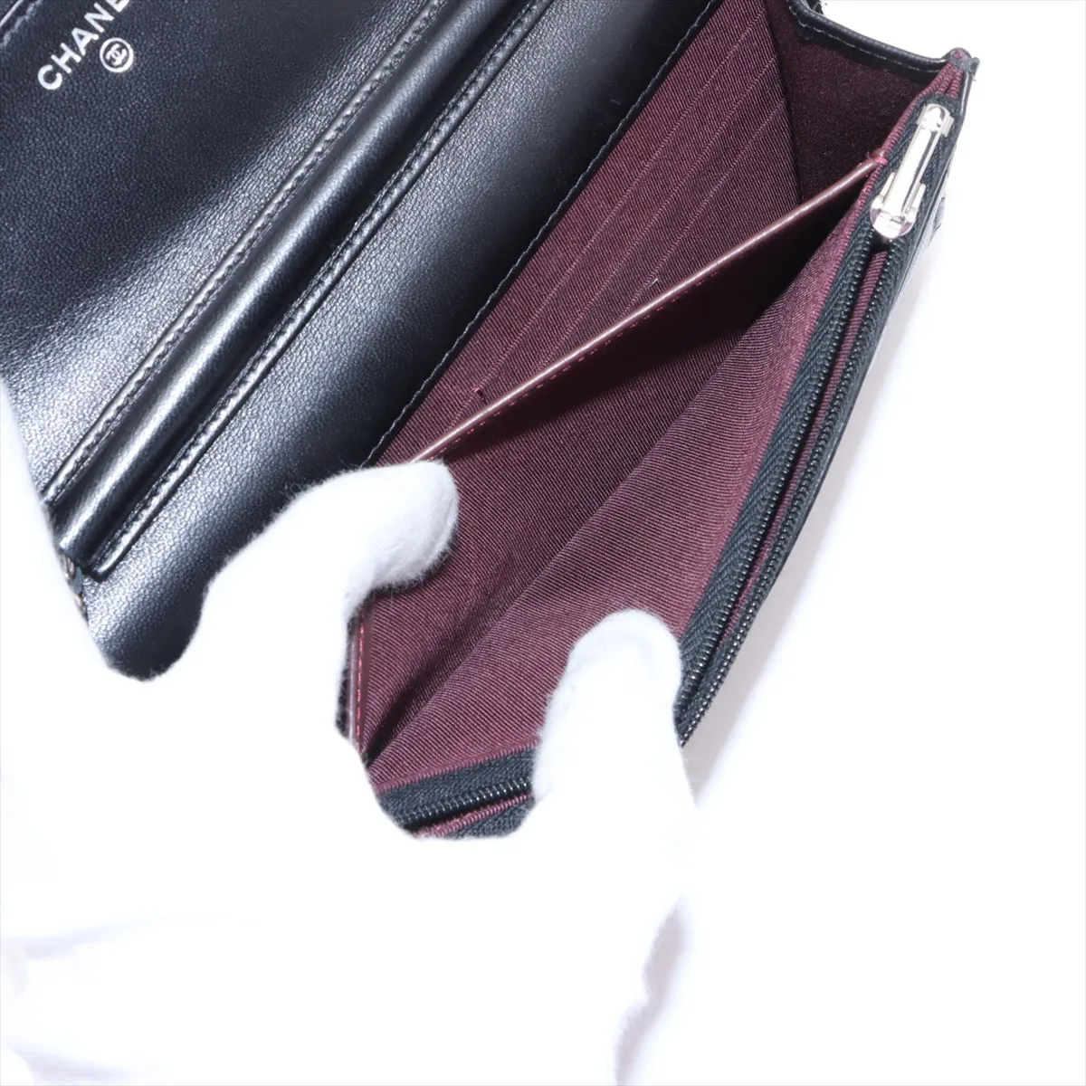 Matelasse Lambskin Chain Wallet Black Silver Hardware 28260920 28th AP0250 — view 9