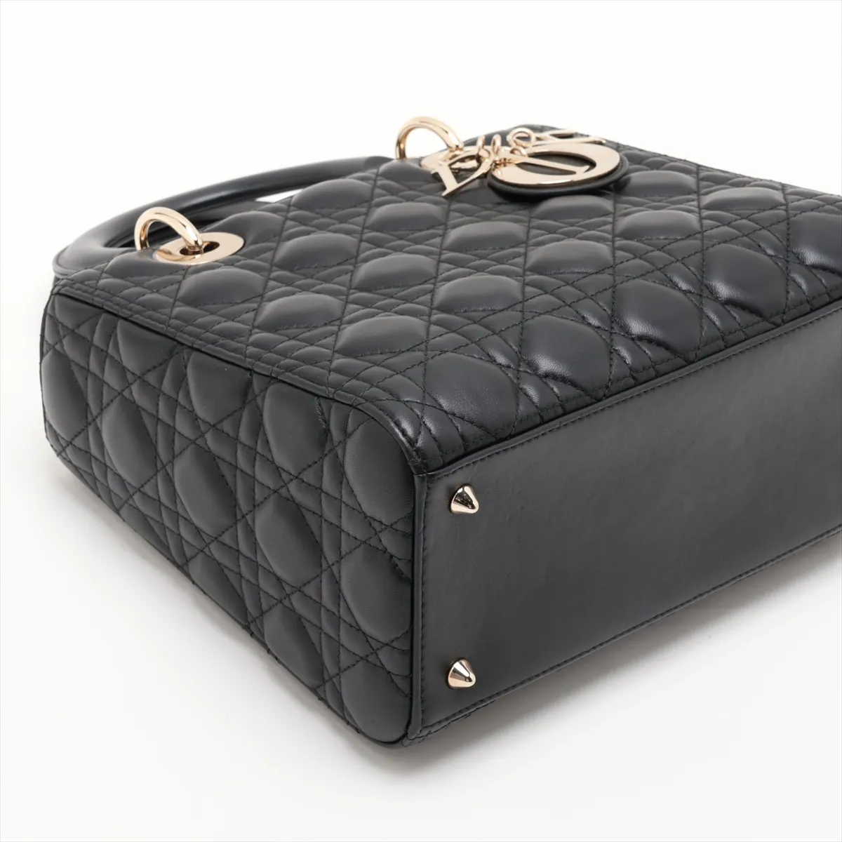 Cannage Lady Dior Leather 2-Way Handbag, Black — view 4