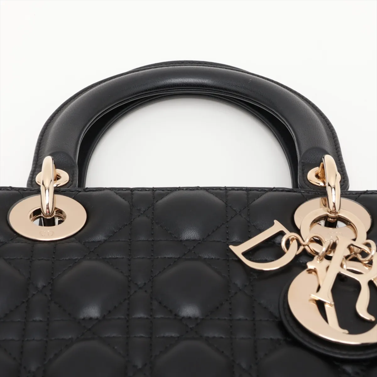 Cannage Lady Dior Leather 2-Way Handbag, Black — view 6