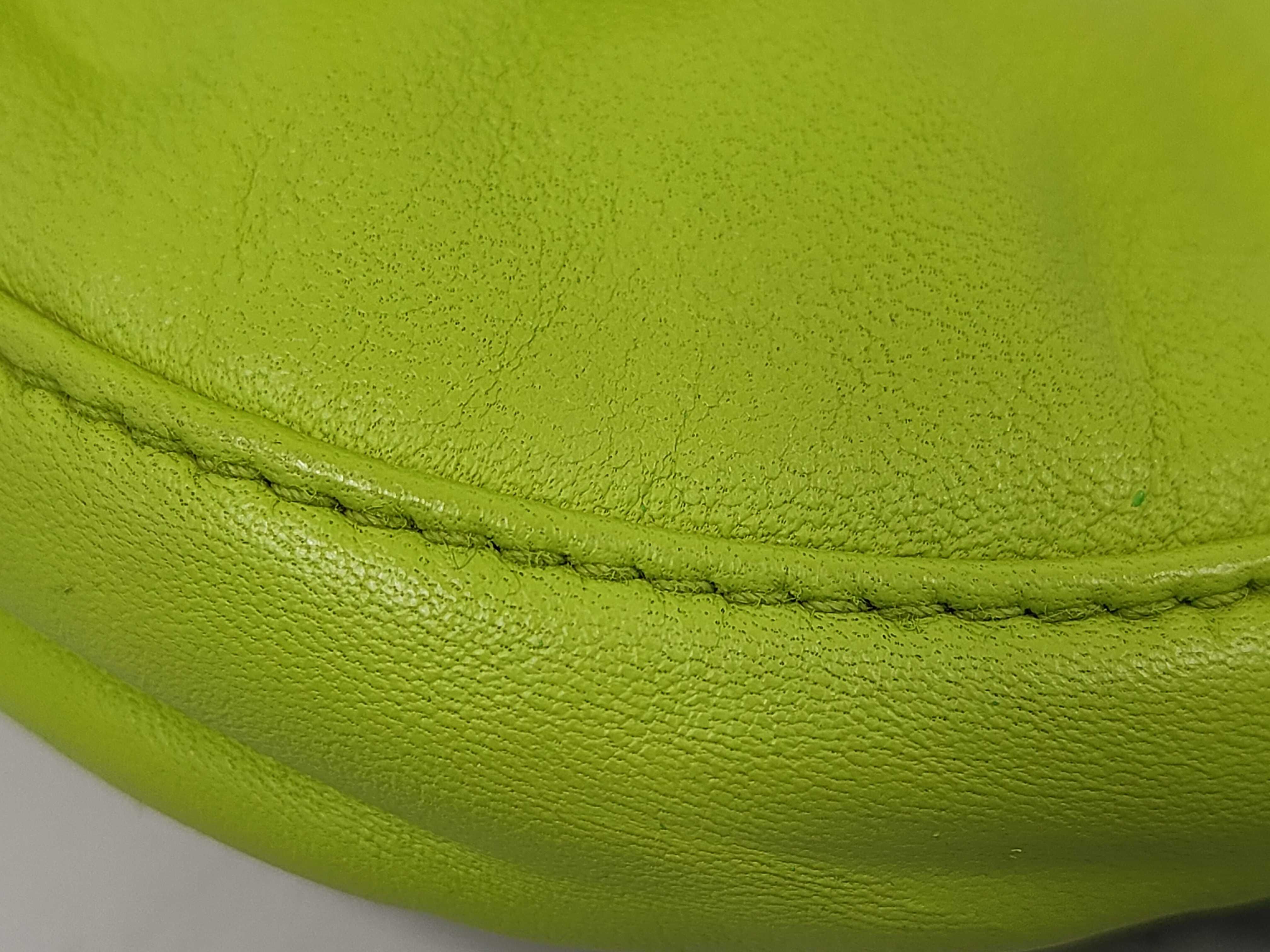 Leather Mini One-Shoulder Bag, Green, Silver Hardware, FF Logo Handbag — view 6