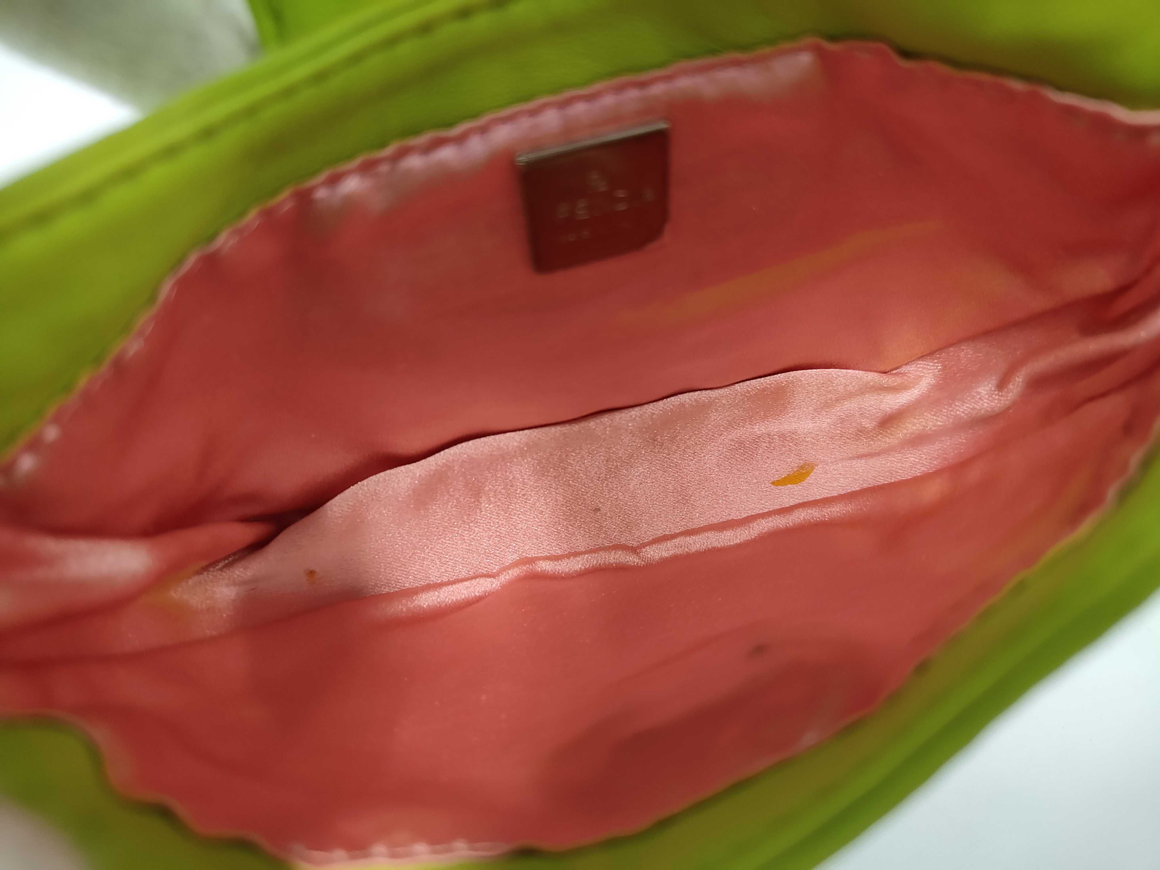 Leather Mini One-Shoulder Bag, Green, Silver Hardware, FF Logo Handbag — view 8