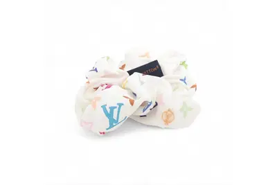 Tag attached Monogram Multicolor Scrunchie 100% Silk Blanc M96071