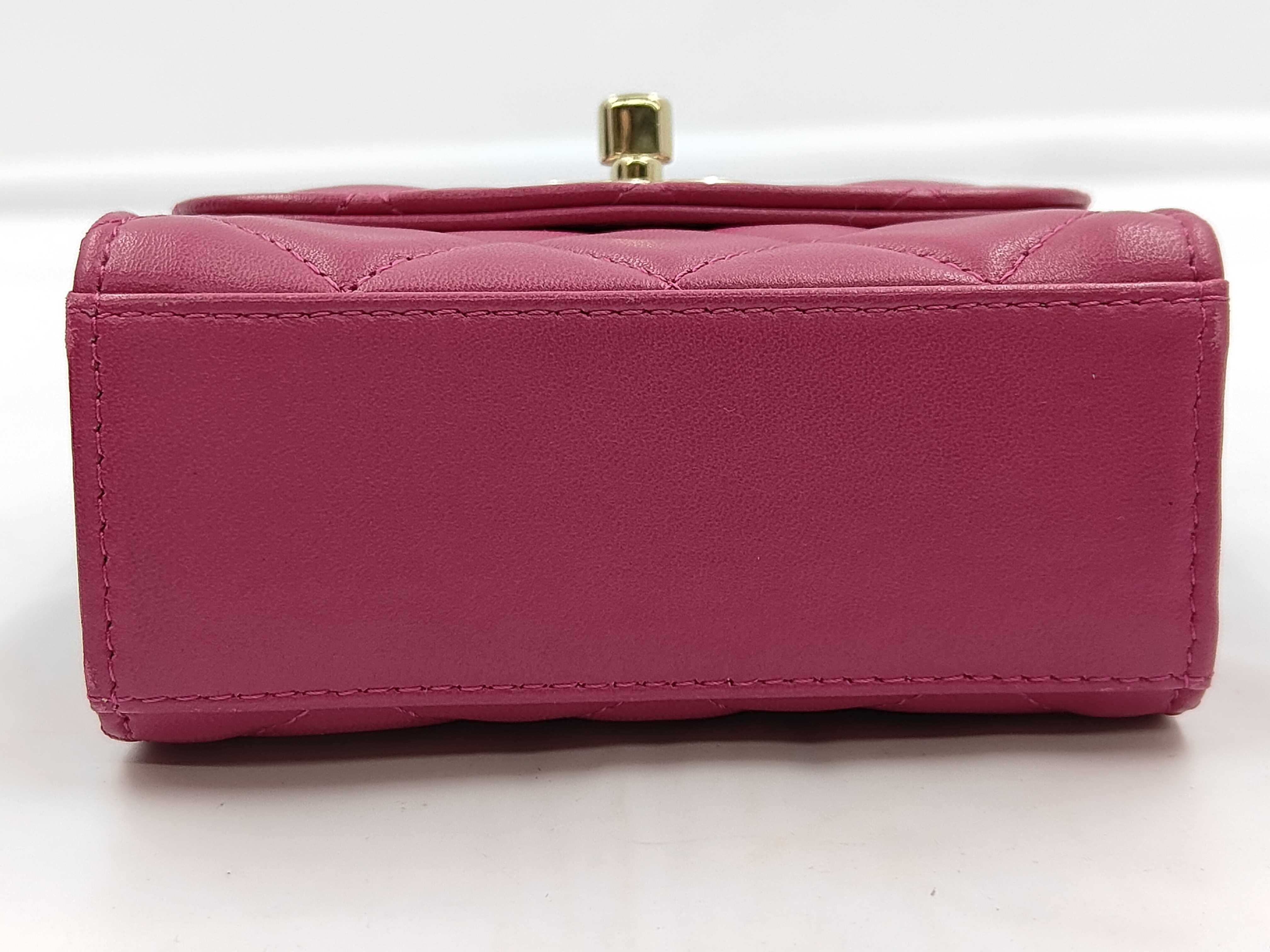 Lambskin Chain Wallet Chain Shoulder Bag Pink (Serial Number 28) — view 7