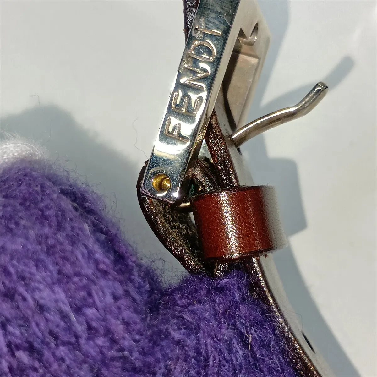 Mamma Bucket Knit x Leather Shoulder Bag, Purple — view 12