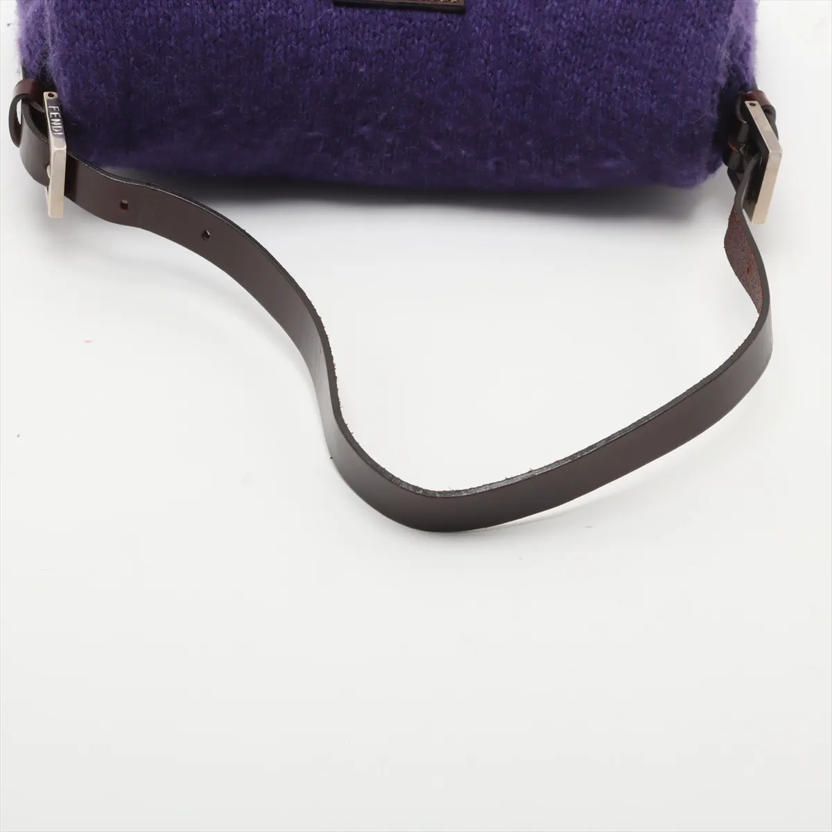 Mamma Bucket Knit x Leather Shoulder Bag, Purple — view 5