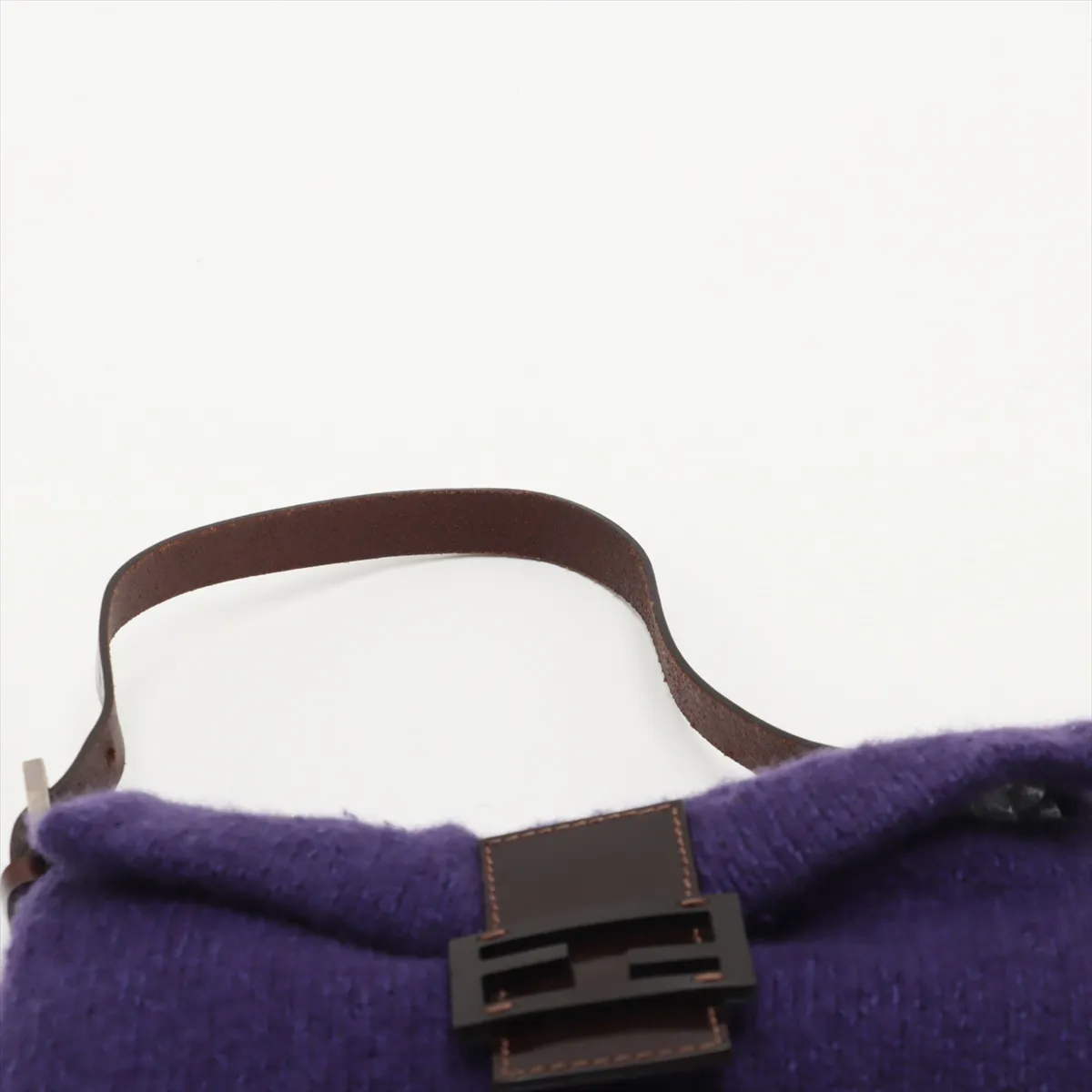 Mamma Bucket Knit x Leather Shoulder Bag, Purple — view 6