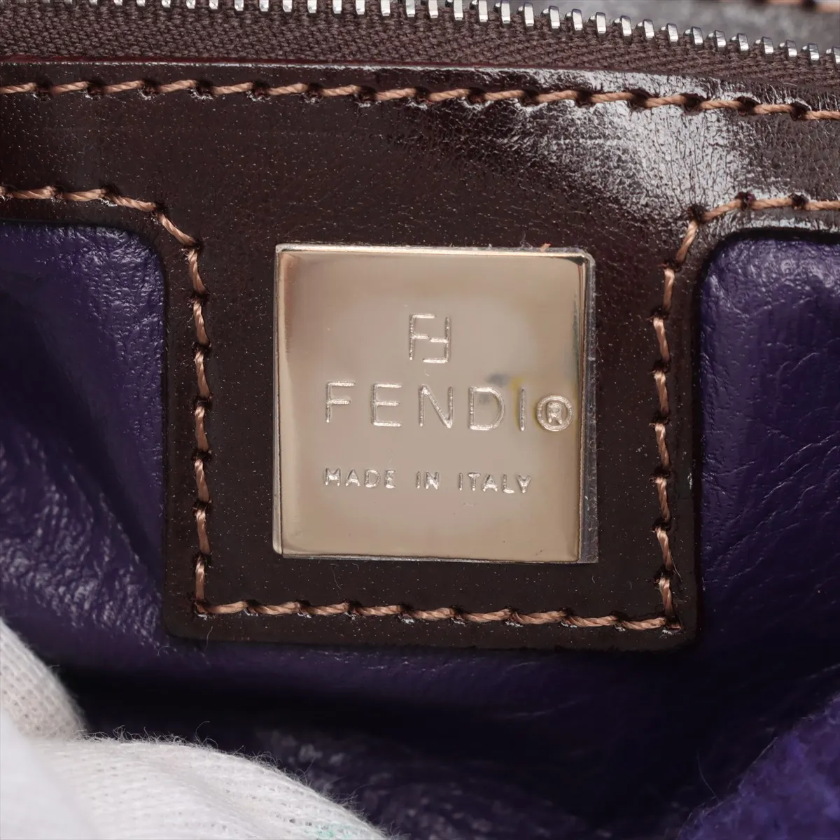 Mamma Bucket Knit x Leather Shoulder Bag, Purple — view 9