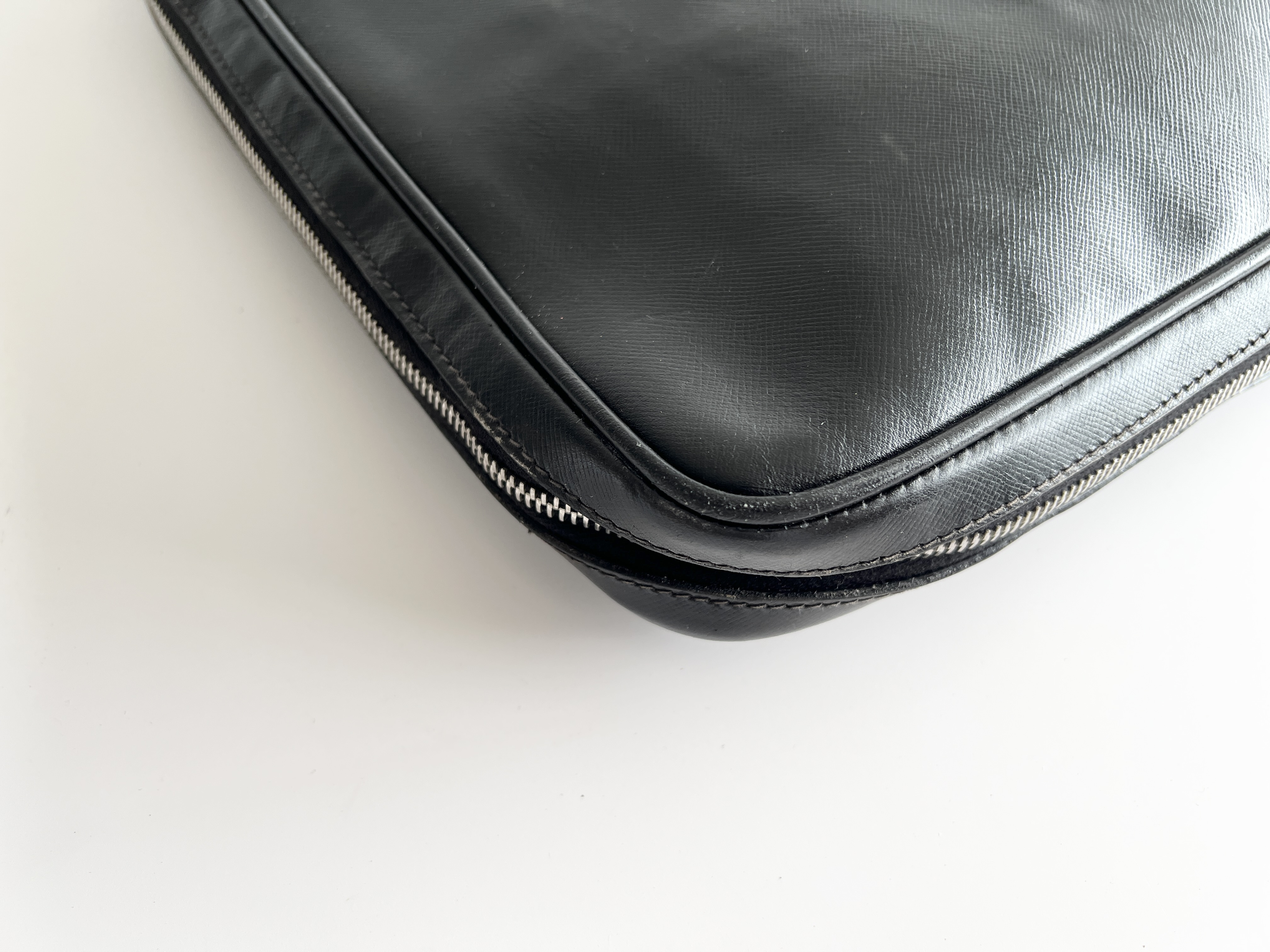 Triangle Logo Saffiano Leather Briefcase Handbag Business Bag — view 11