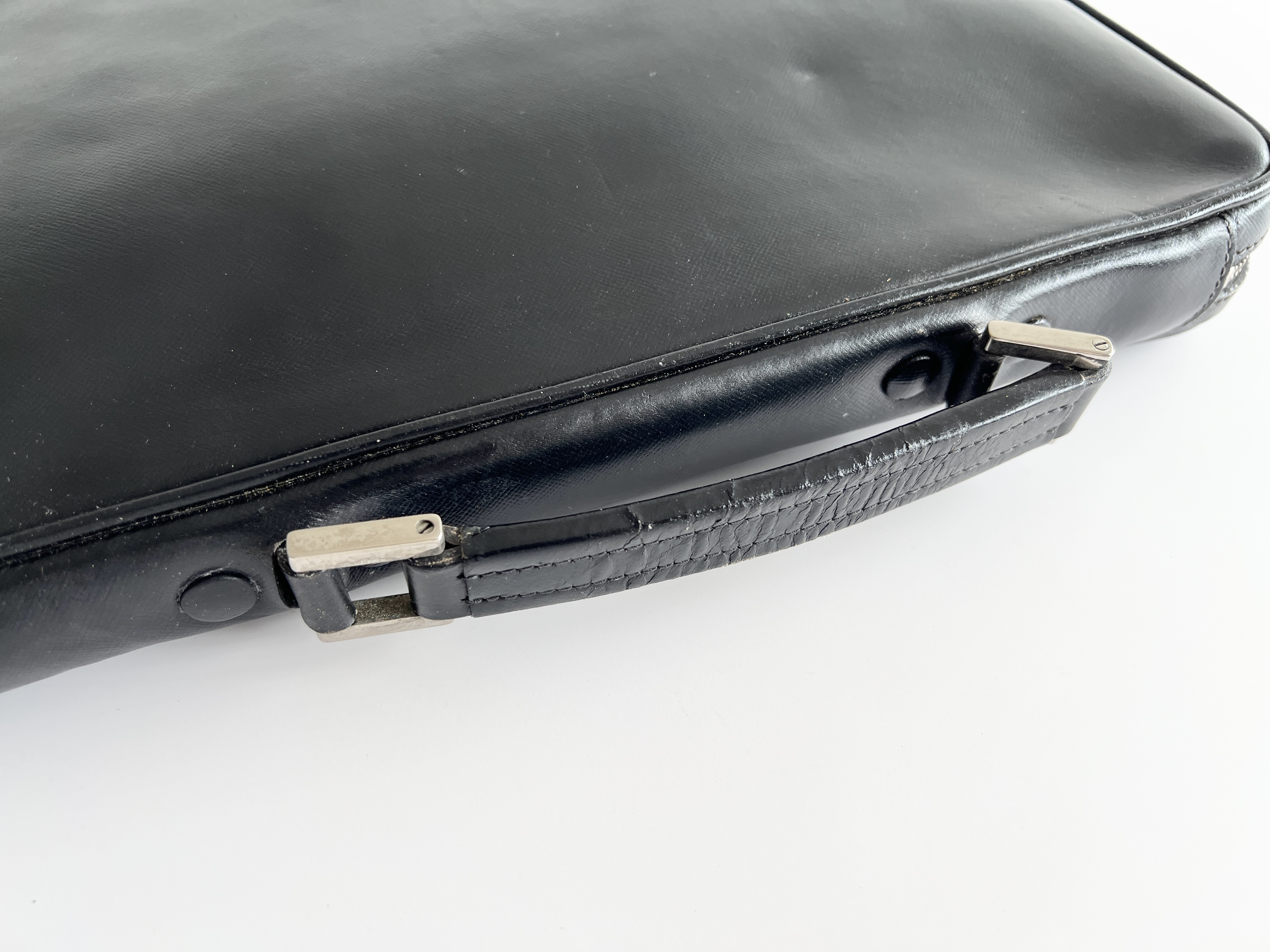 Triangle Logo Saffiano Leather Briefcase Handbag Business Bag — view 3