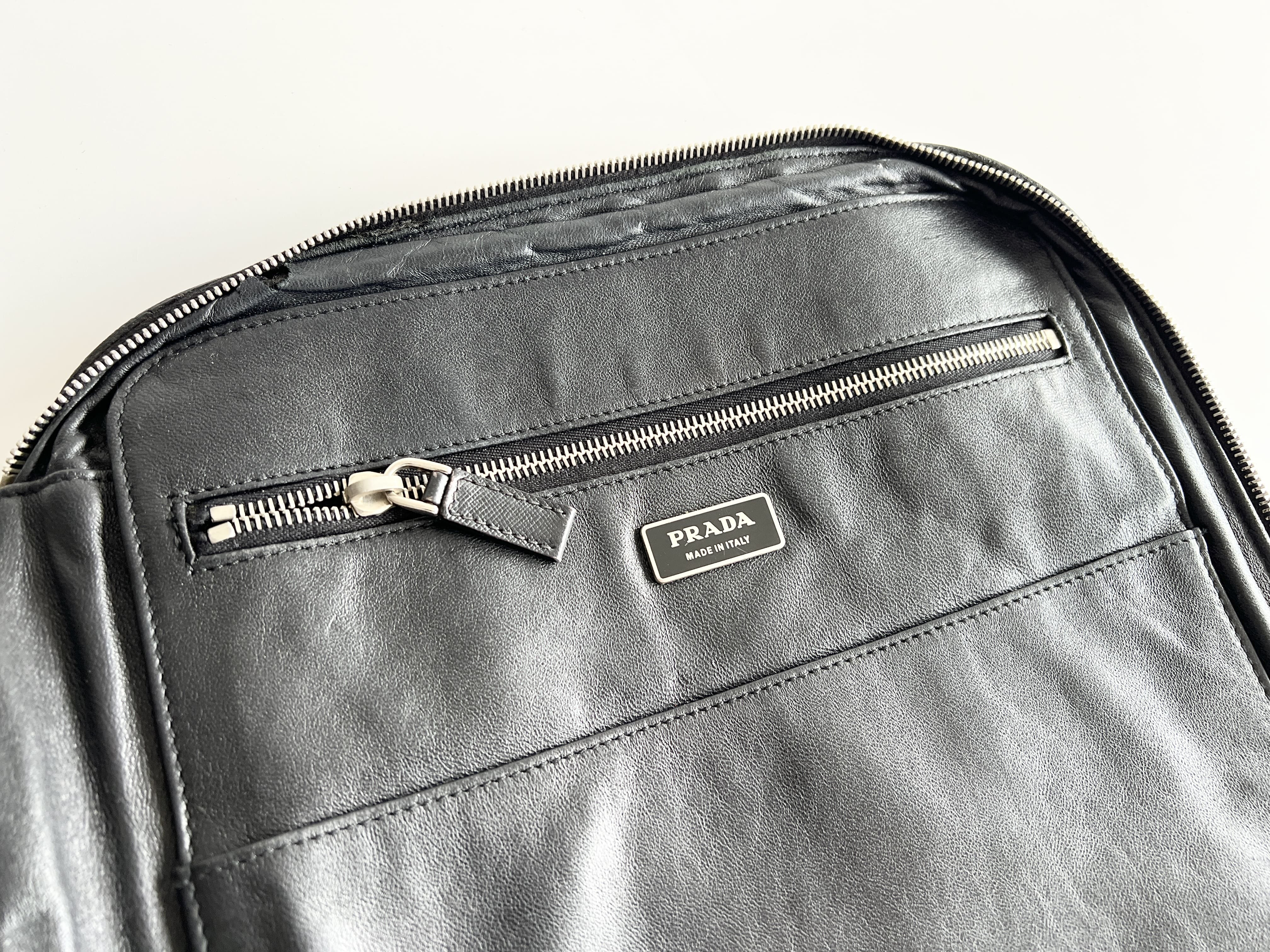 Triangle Logo Saffiano Leather Briefcase Handbag Business Bag — view 5