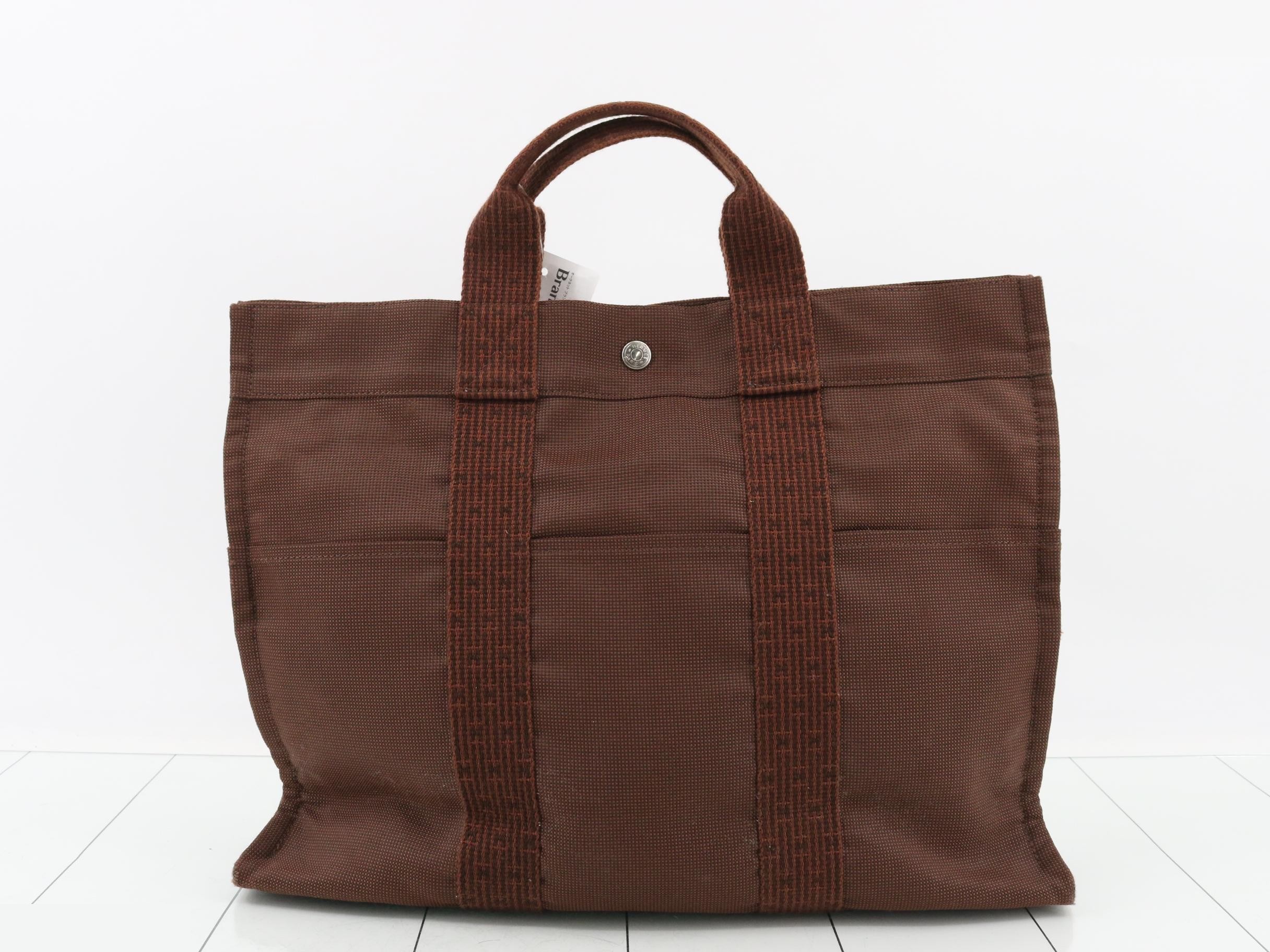 Aile Line MM Tote Bag, Canvas, Brown — view 2