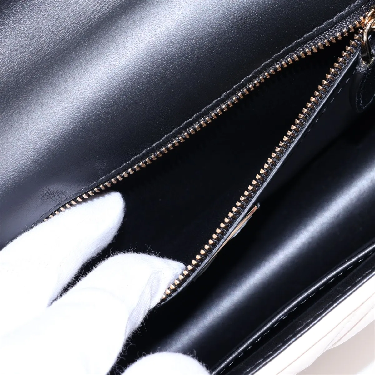 Serpenti Leather Chain Shoulder Bag, White x Black — view 7