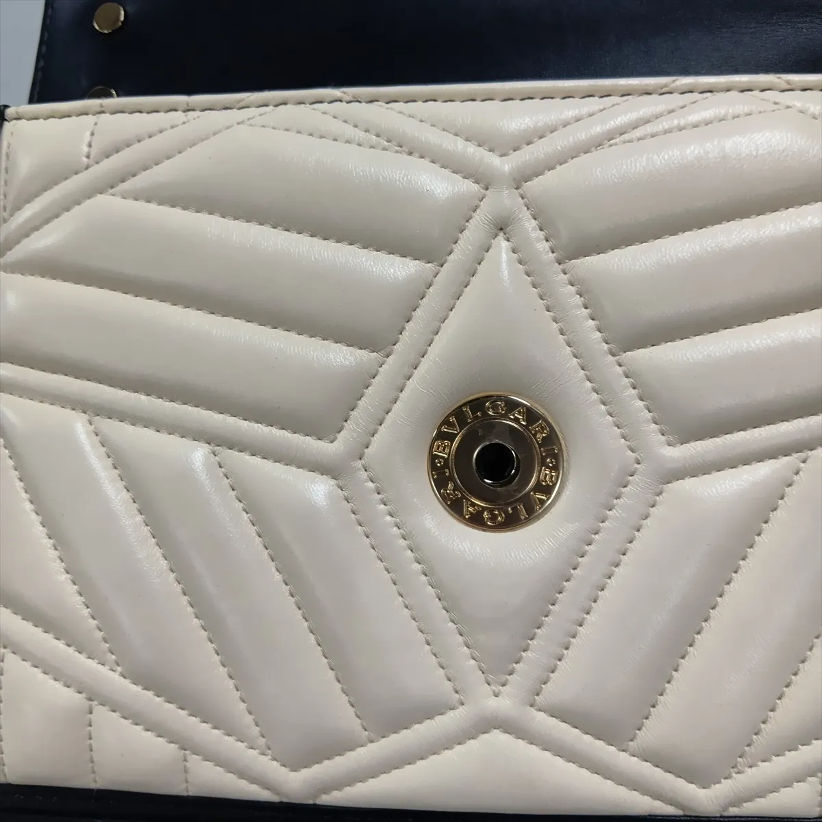 Serpenti Leather Chain Shoulder Bag, White x Black — view 10