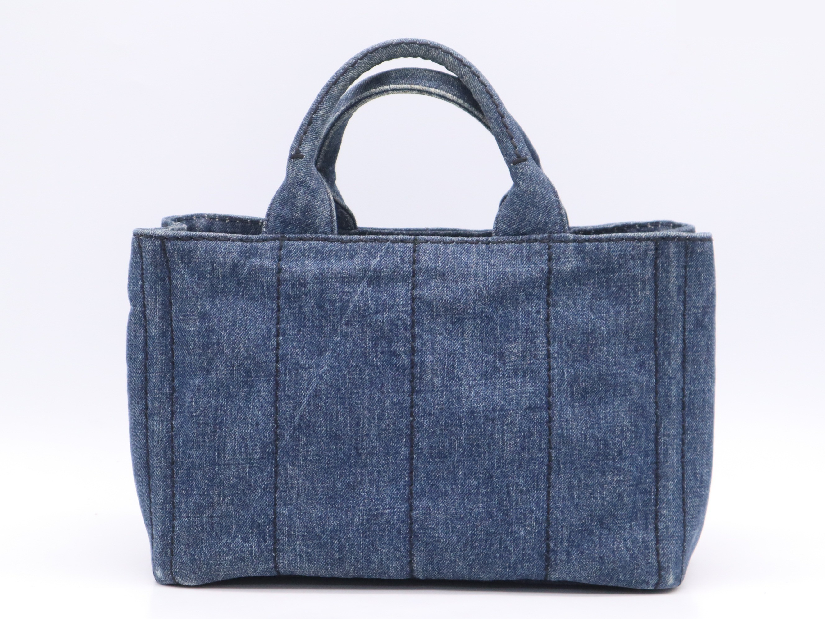 Denim Canapa Tote Mini, Blue, Gold Hardware, with Card — view 2
