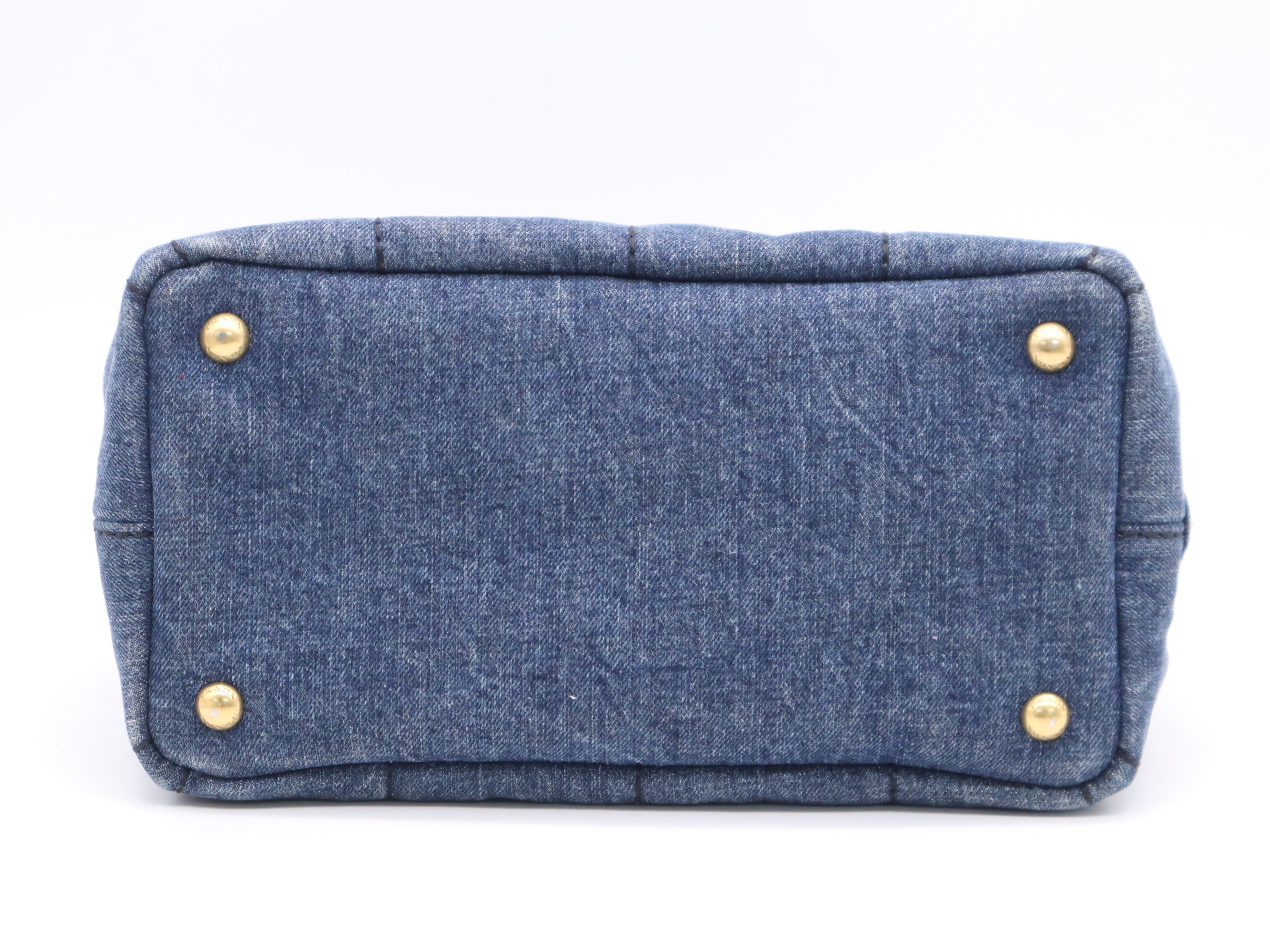 Denim Canapa Tote Mini, Blue, Gold Hardware, with Card — view 4