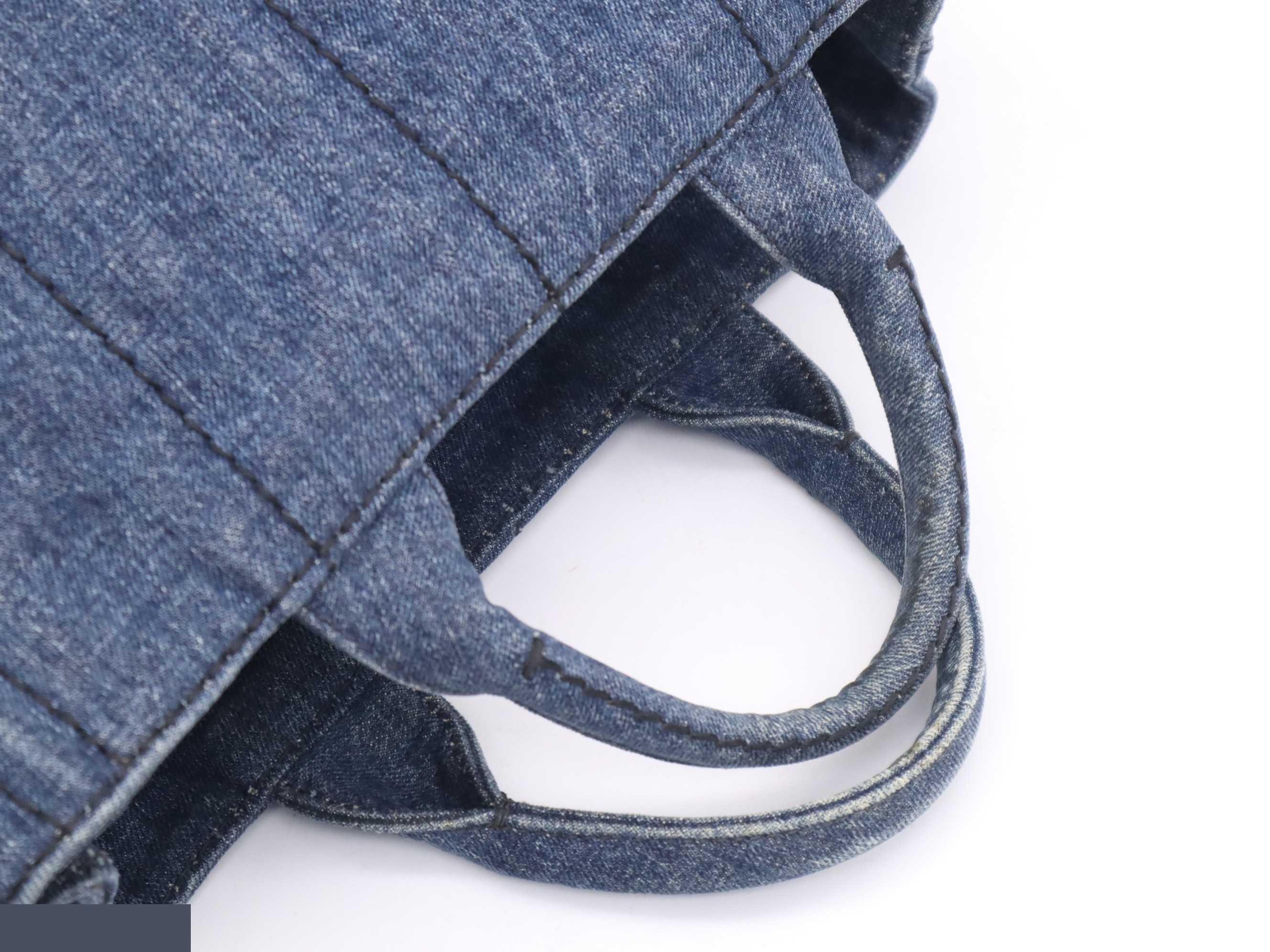 Denim Canapa Tote Mini, Blue, Gold Hardware, with Card — view 6