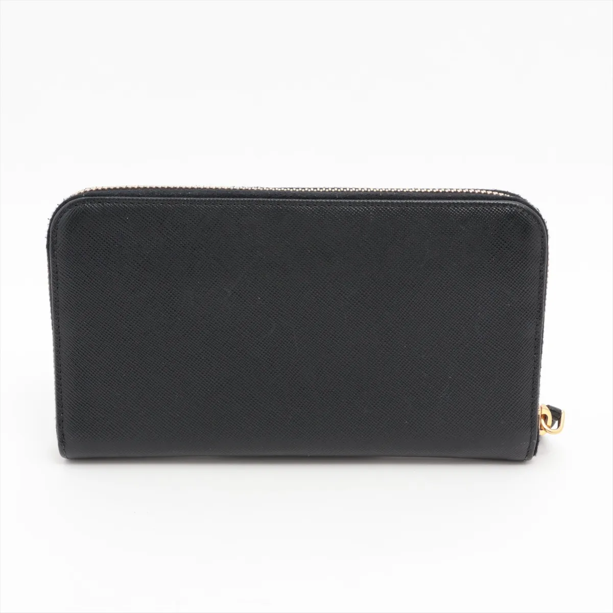 Saffiano Leather Round Zip Wallet Black Ribbon — view 2