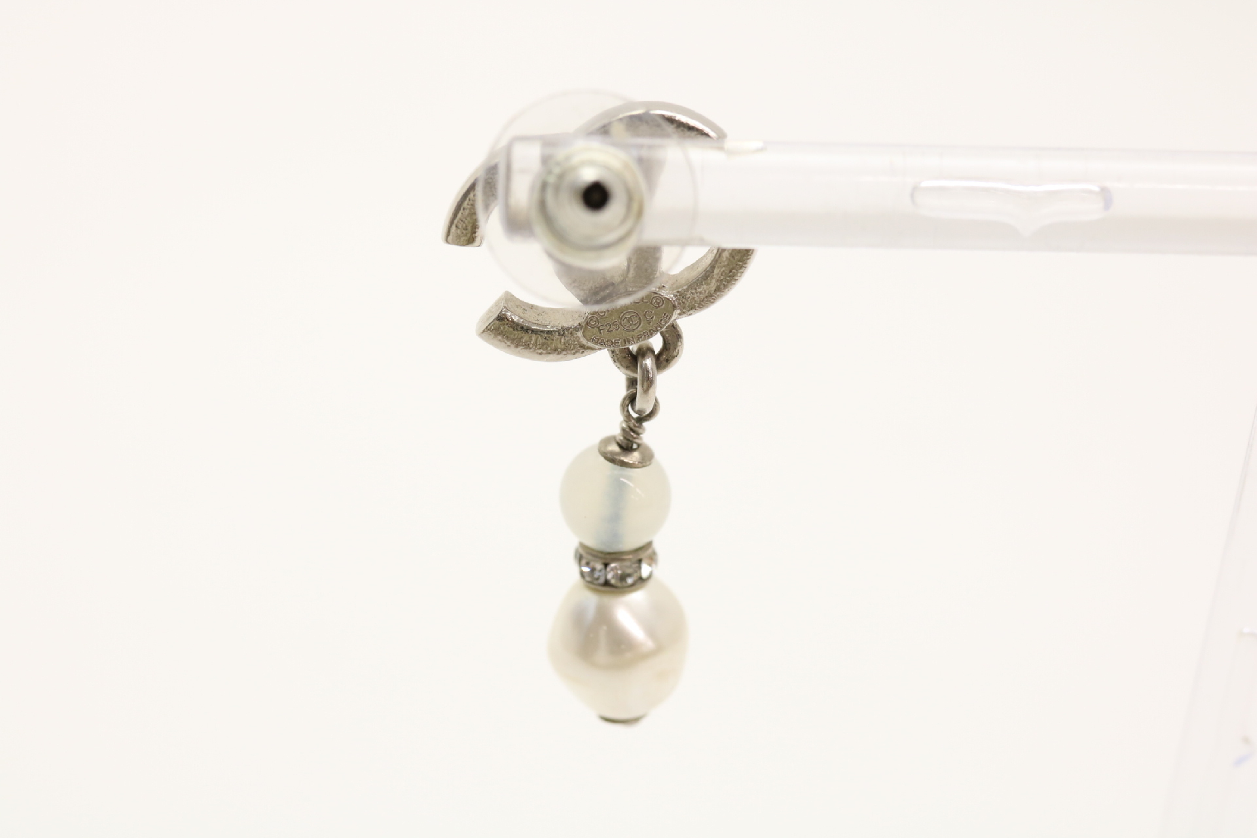 Coco Mark Rhinestone Faux Pearl Swing Earrings — view 2