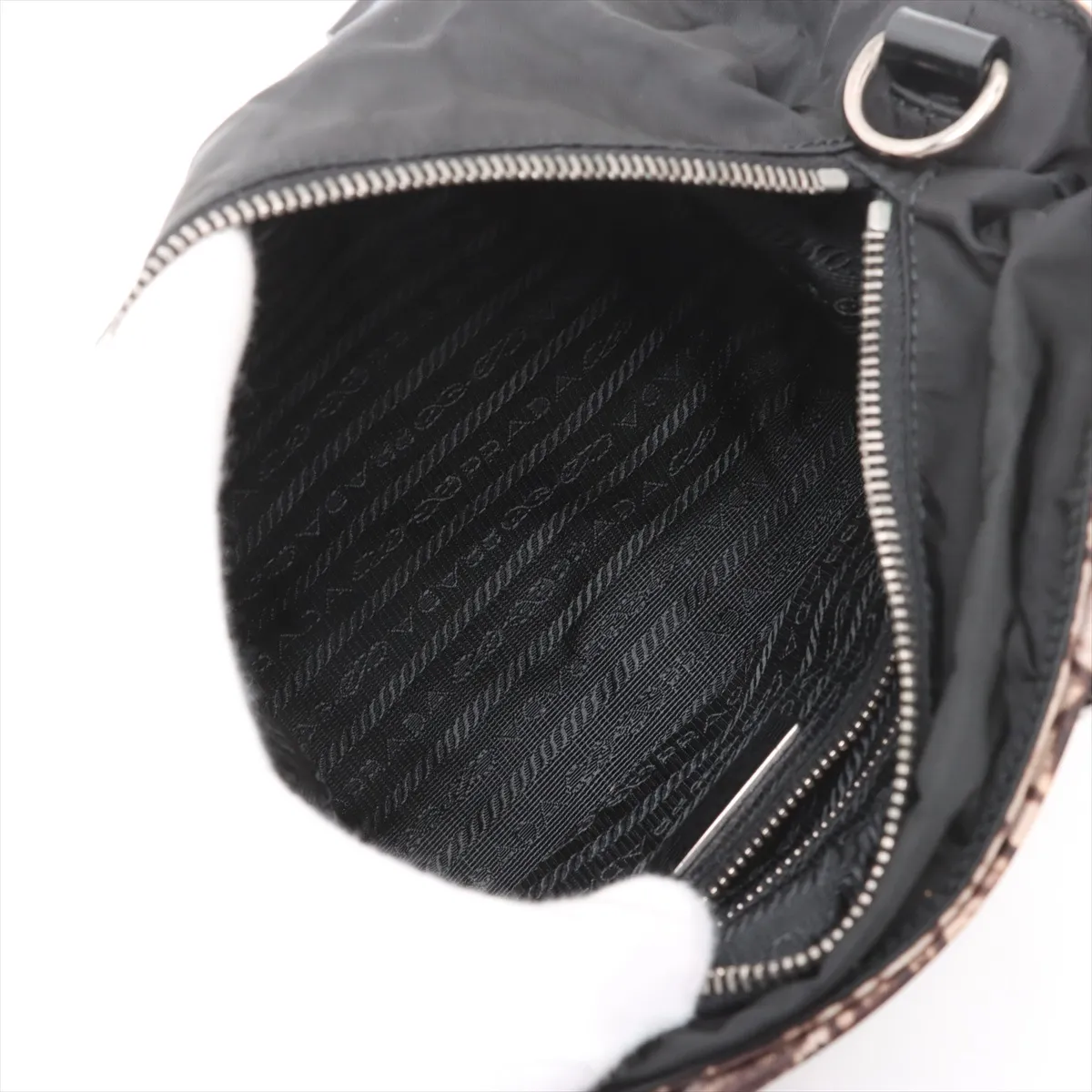 Tessuto Nylon x Leather 2WAY Handbag Black — view 8