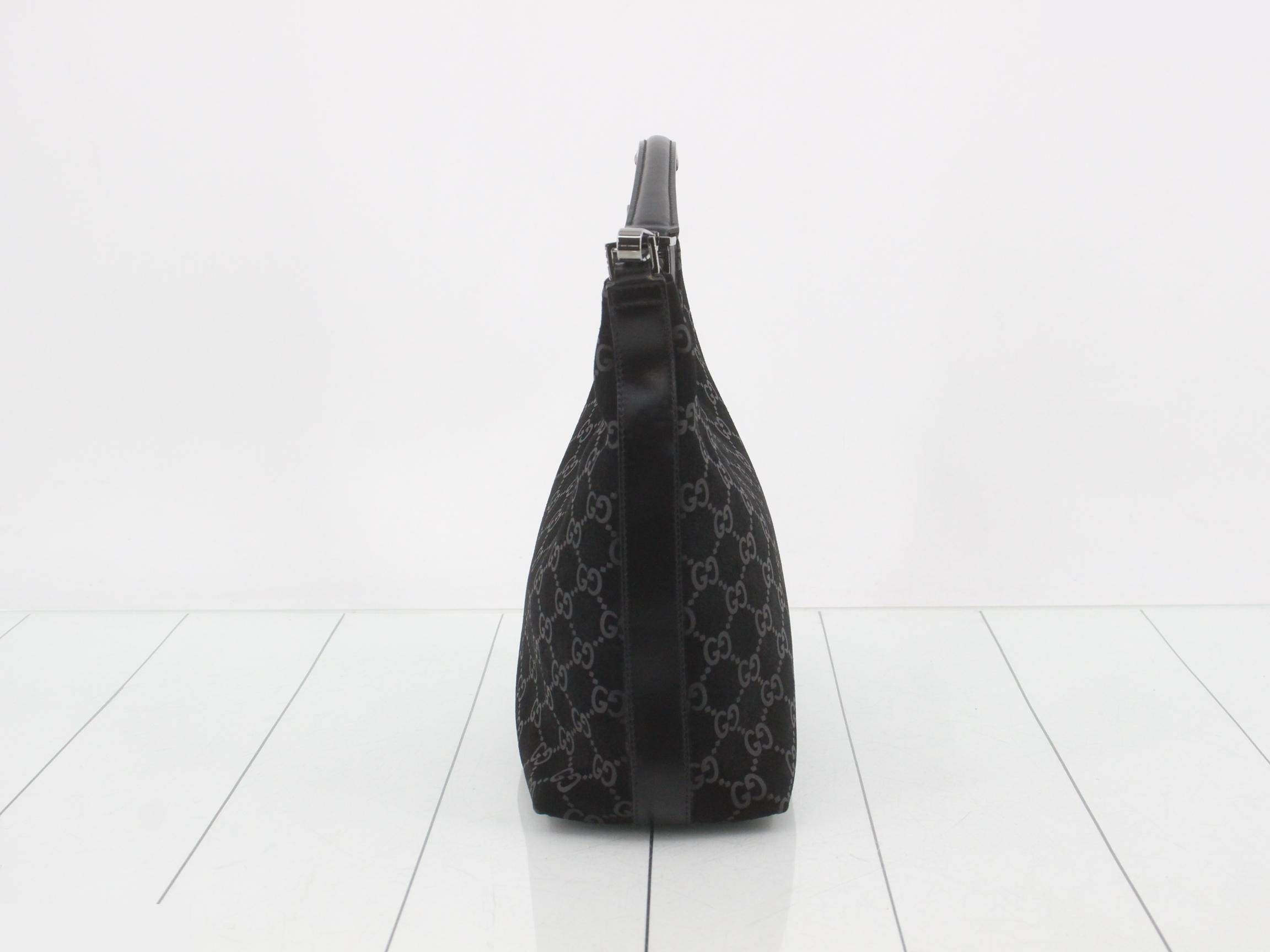One-shoulder suede handbag with GG pattern — view 3
