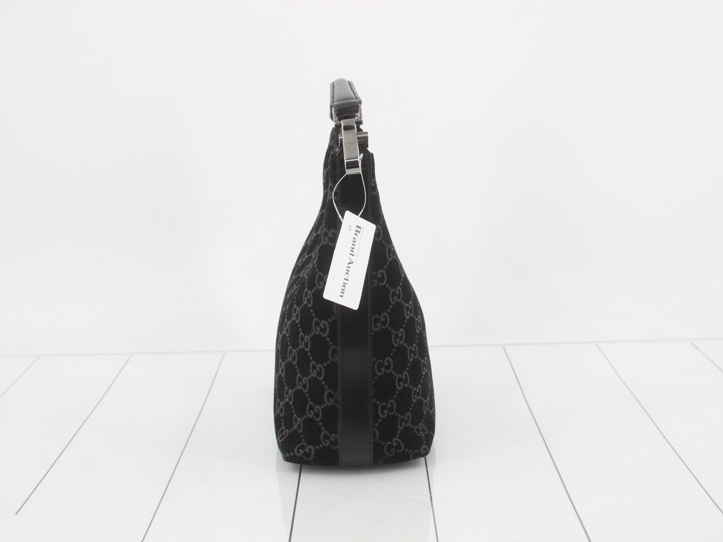 One-shoulder suede handbag with GG pattern — view 4
