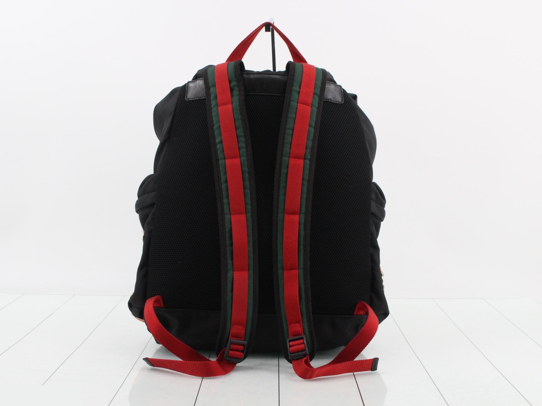 Embroidered Tiger Head Backpack, Black — view 2