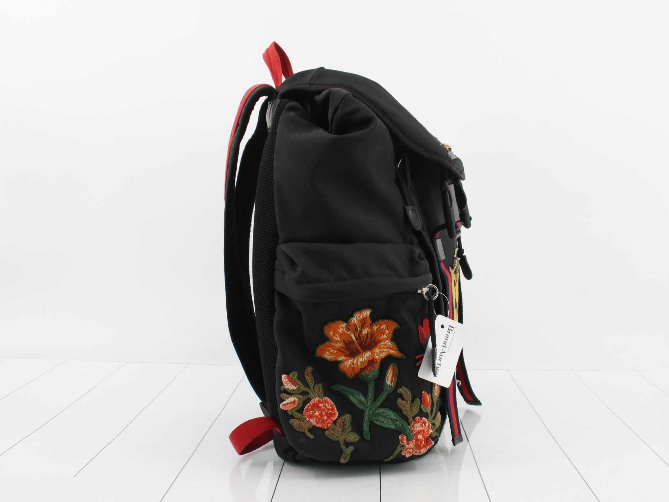 Embroidered Tiger Head Backpack, Black — view 4