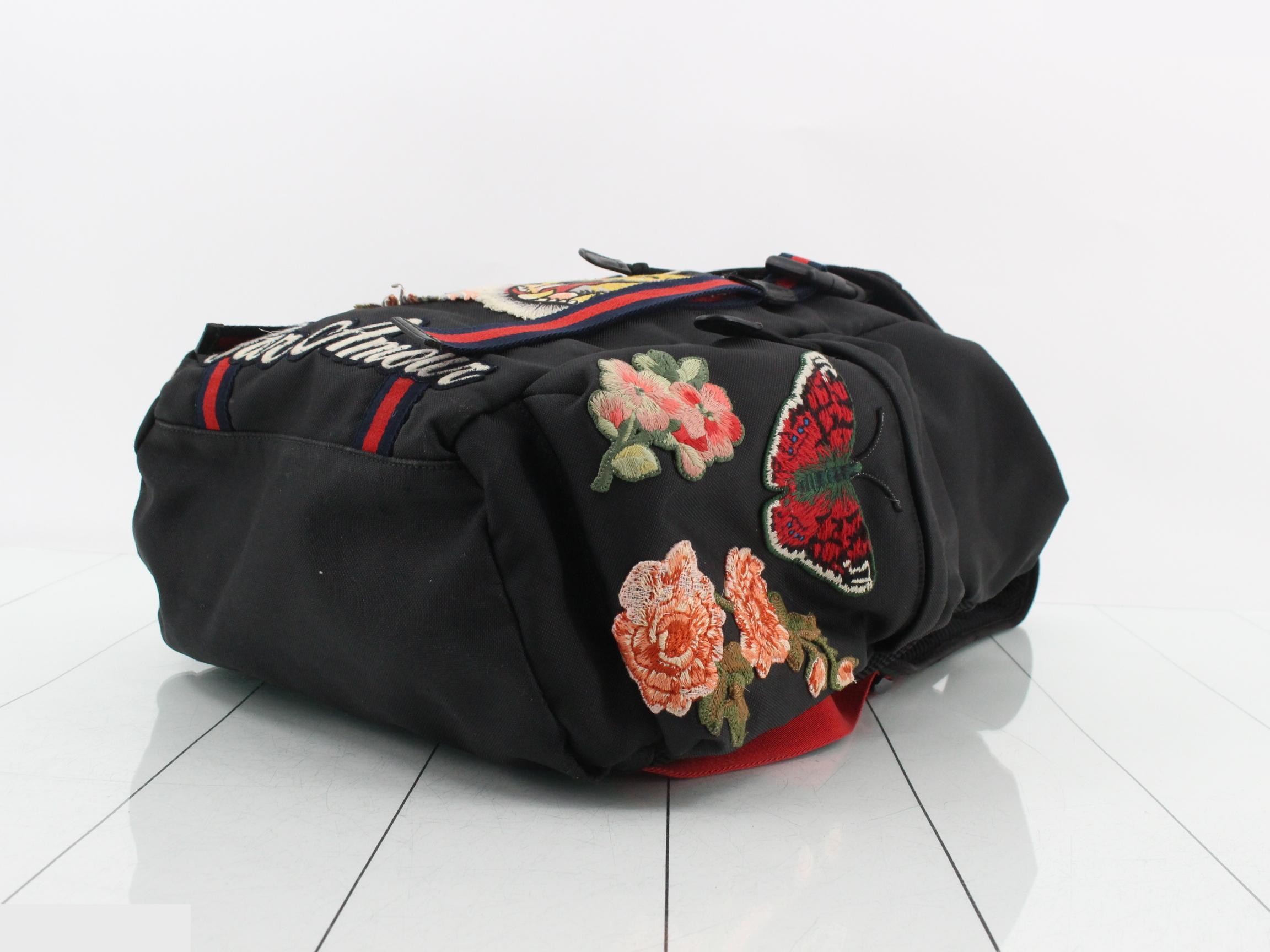 Embroidered Tiger Head Backpack, Black — view 6