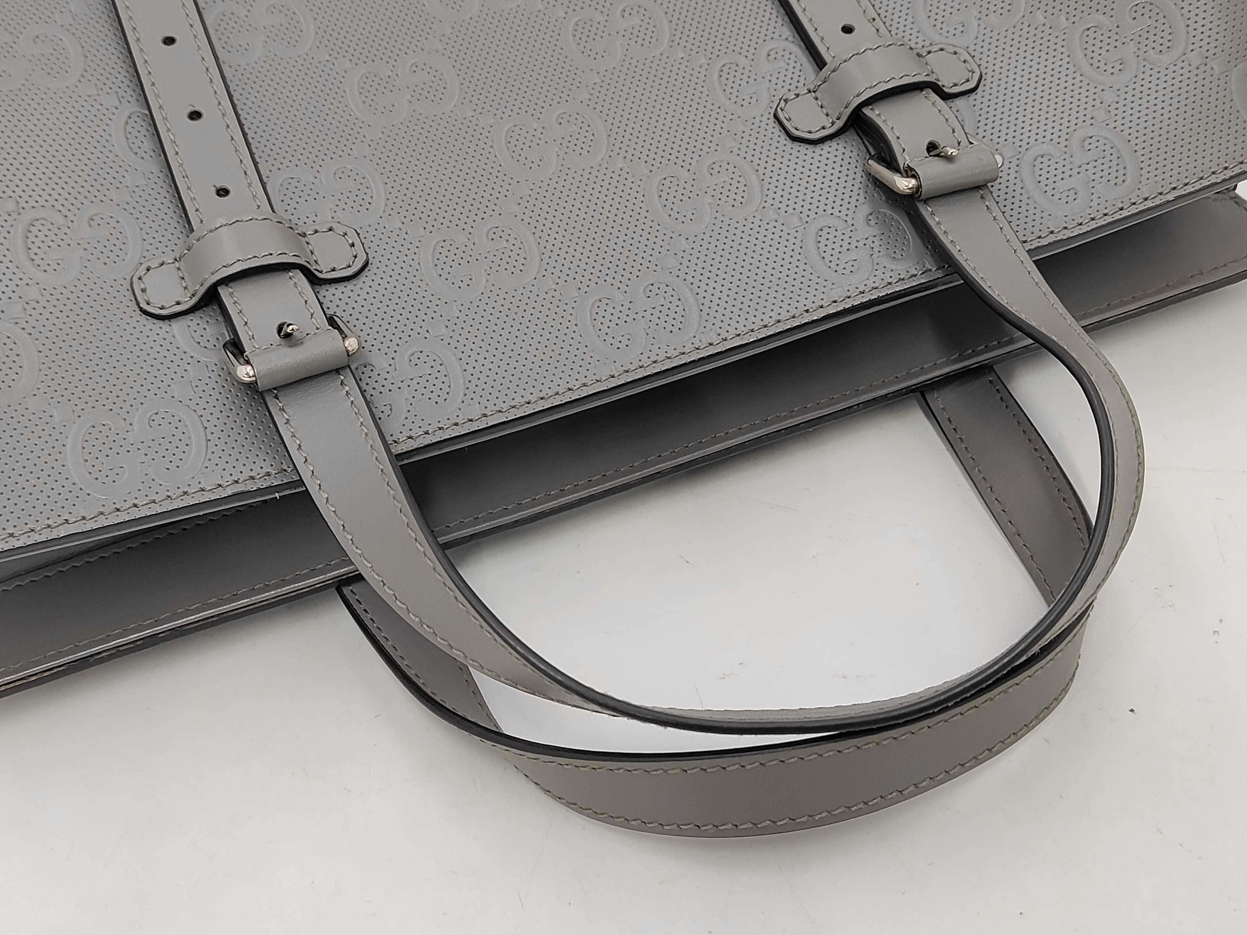 GG Embossed Perforated Tote Bag 625774 Gray Tote Bag — view 3