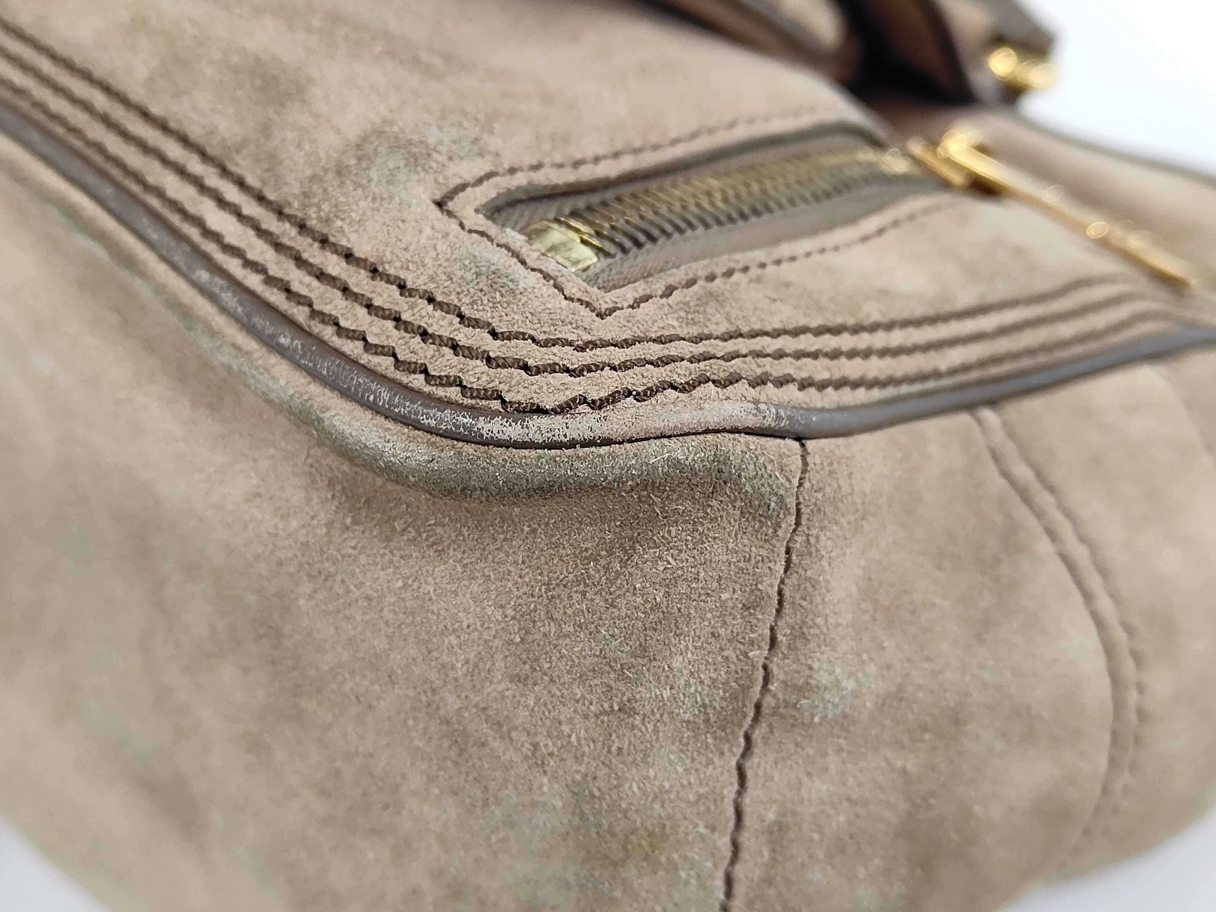 Boogie Bag Suede Beige Gold Hardware Handbag — view 4