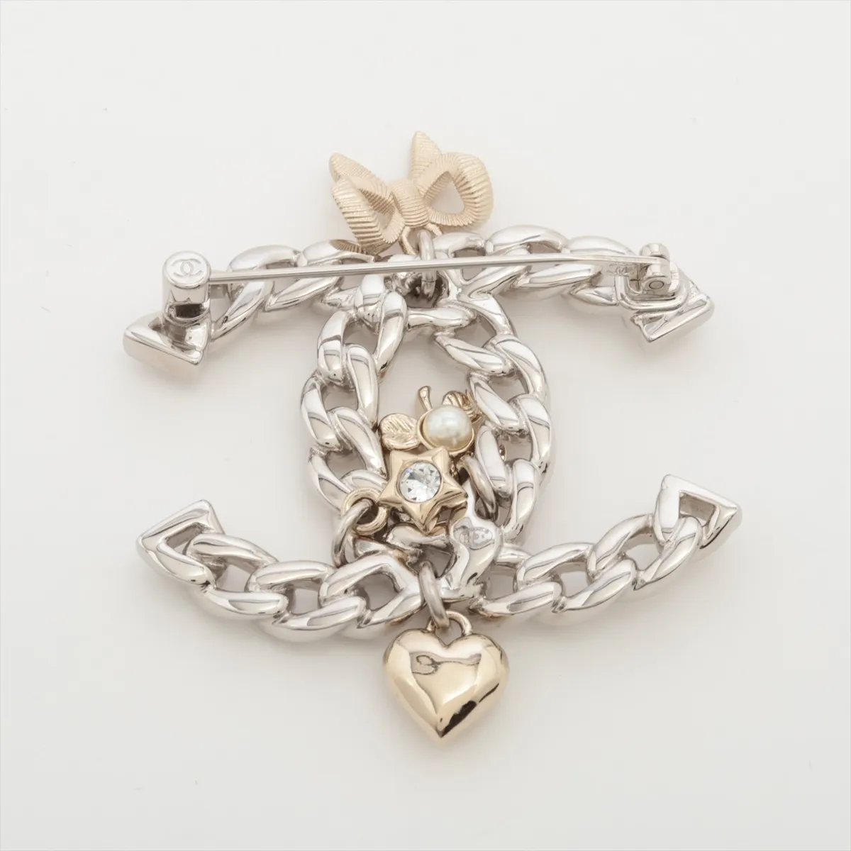 Coco Mark Icon B24K Brooch, GP Silver. Shows signs of wear including — view 2