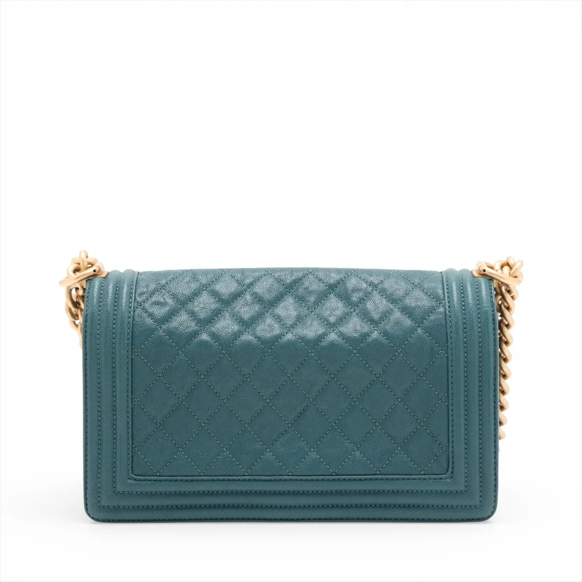 Boy Chanel 25 Caviar Skin Chain Shoulder Bag, Green with Gold Hardware, 26120511, Serial Number 26, A67086 — view 2