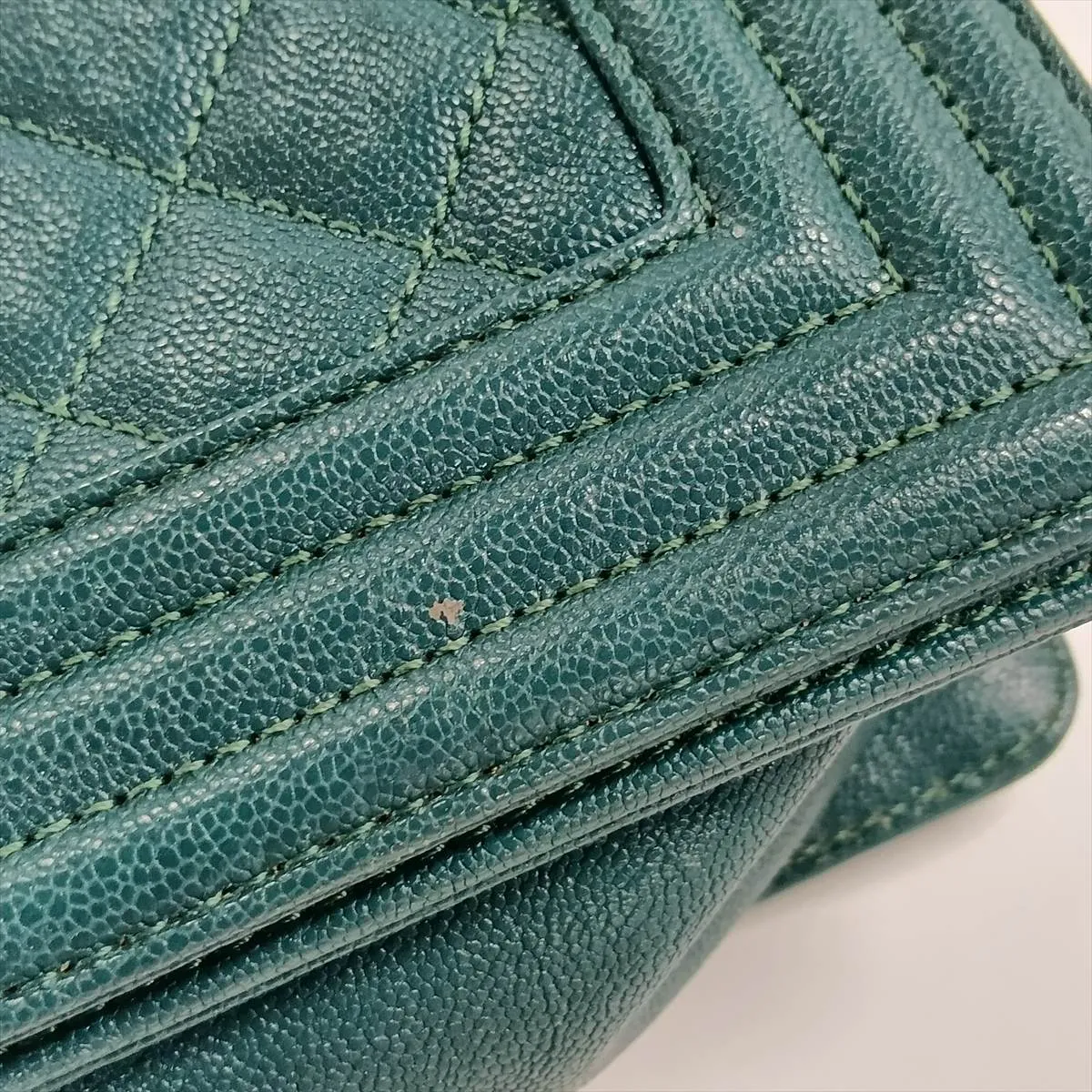 Boy Chanel 25 Caviar Skin Chain Shoulder Bag, Green with Gold Hardware, 26120511, Serial Number 26, A67086 — view 11