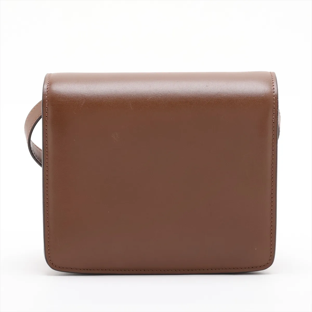 Classic Box Small Leather Shoulder Bag, Brown — view 2