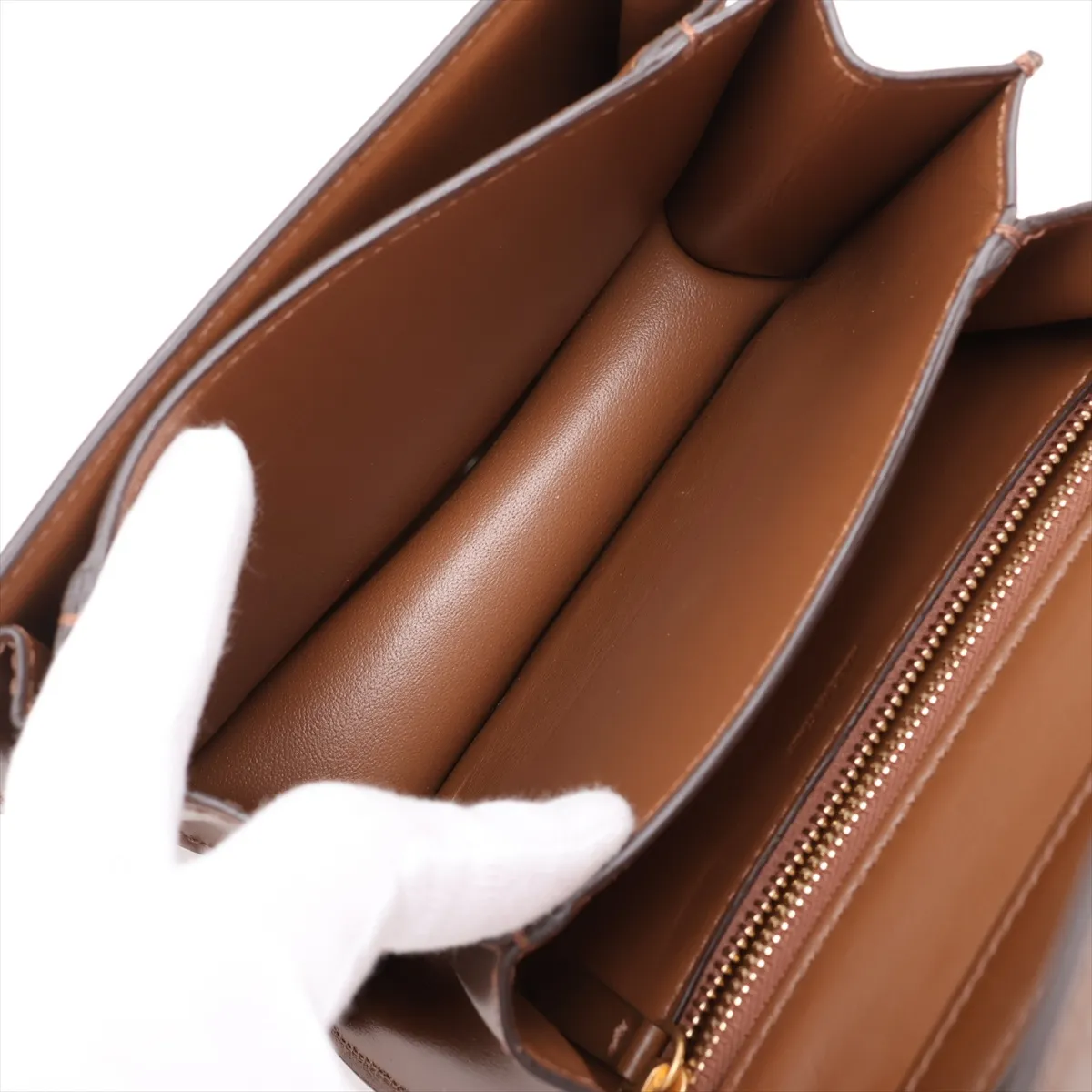Classic Box Small Leather Shoulder Bag, Brown — view 6