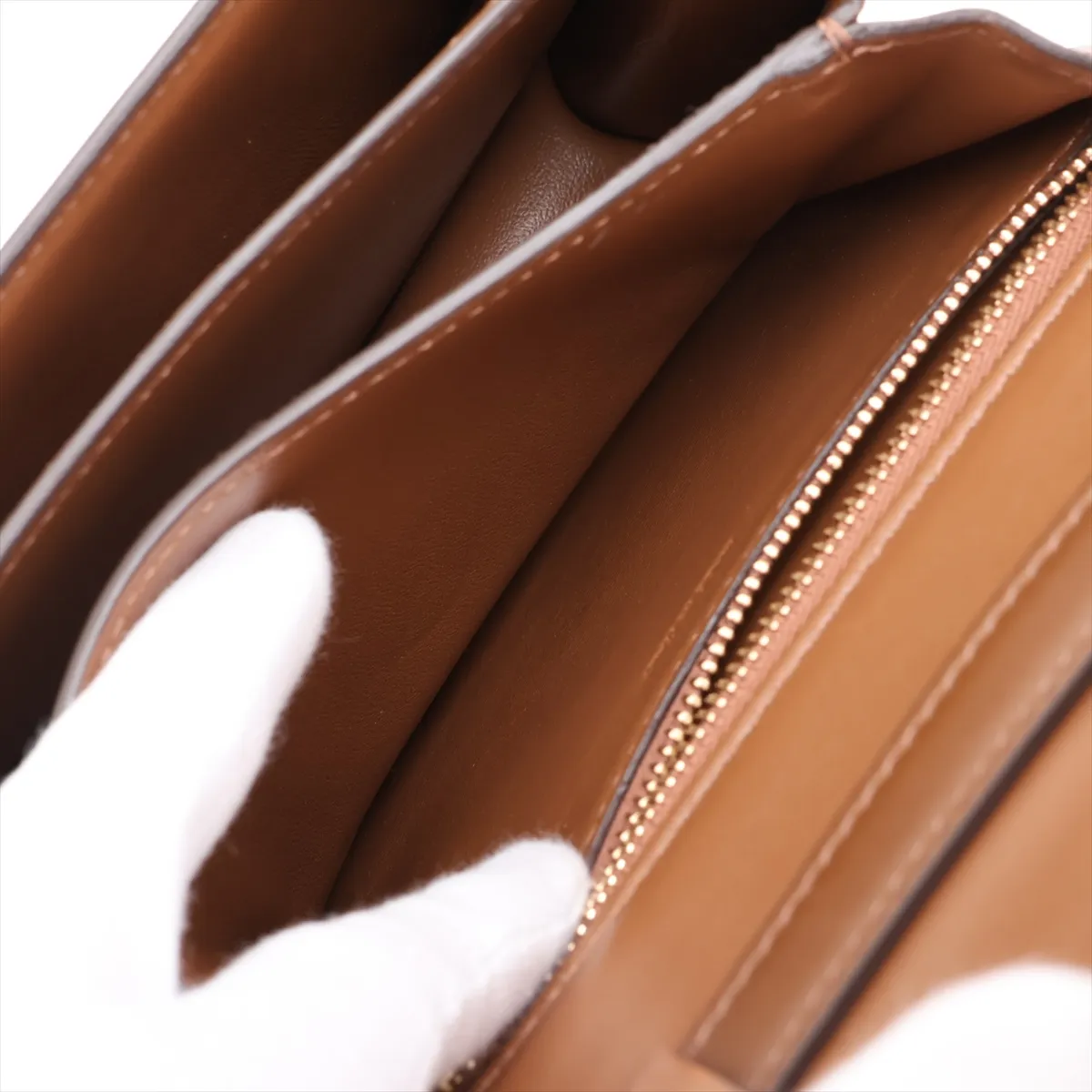 Classic Box Small Leather Shoulder Bag, Brown — view 8