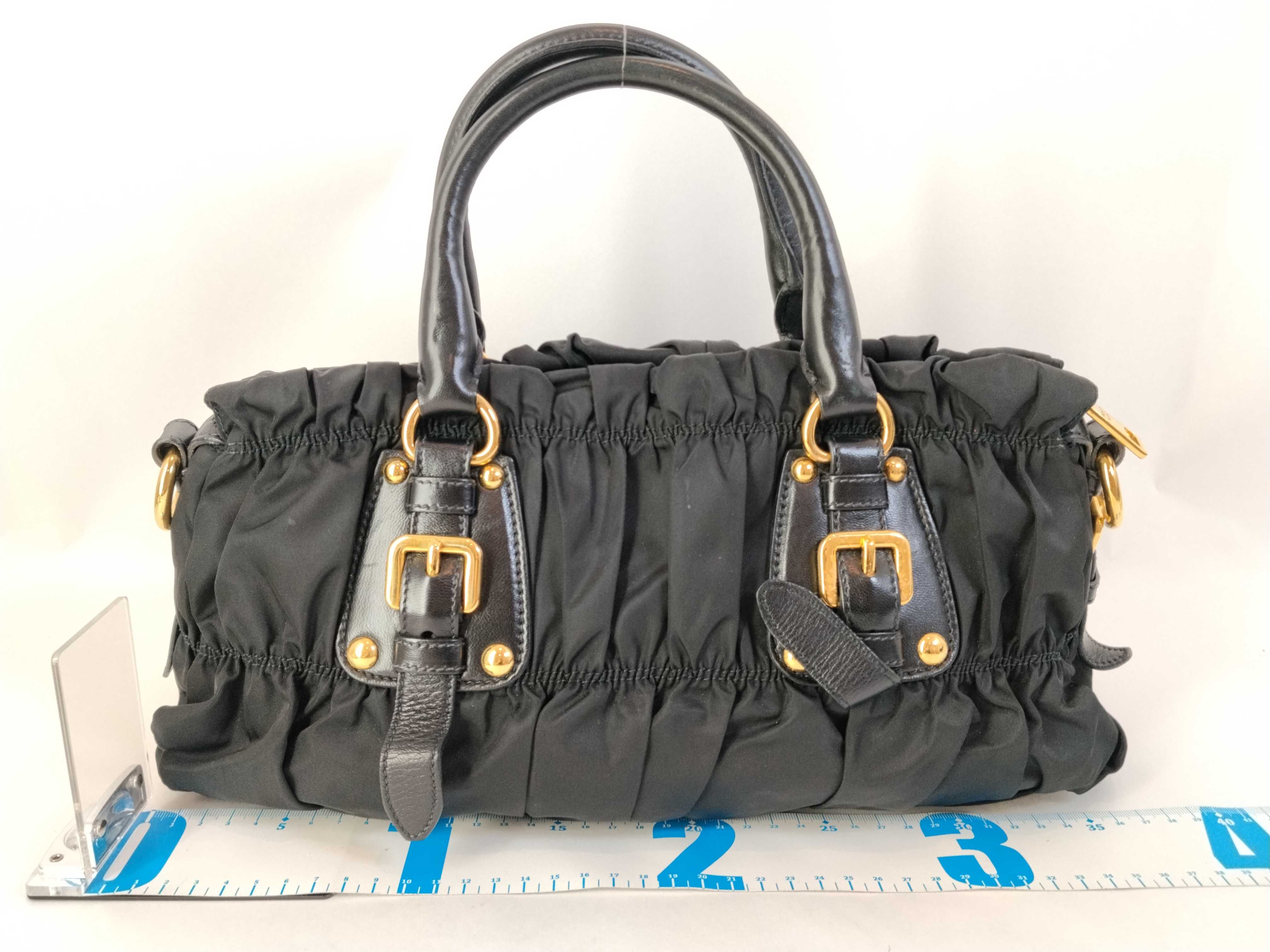 SG- Gather Nappa Gofle Nylon 2-Way Handbag Black BN1407 Handbag — view 2