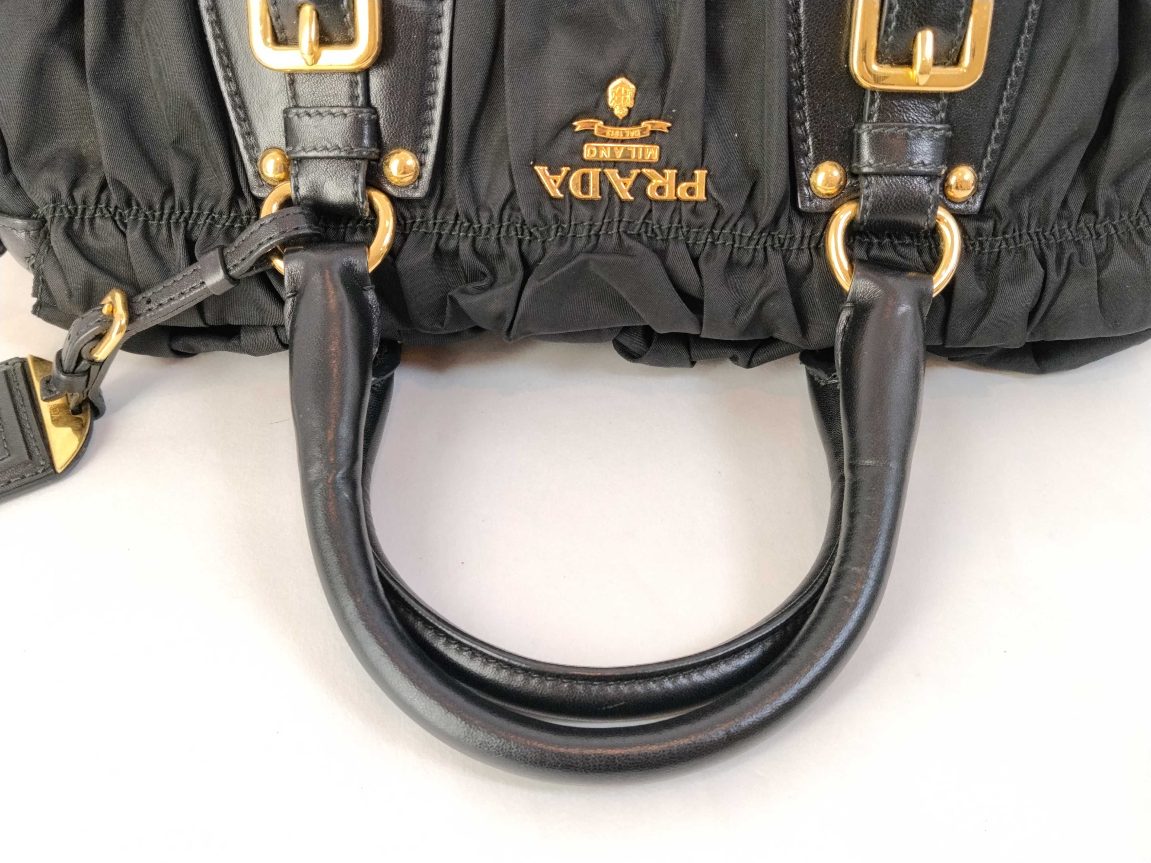 SG- Gather Nappa Gofle Nylon 2-Way Handbag Black BN1407 Handbag — view 3