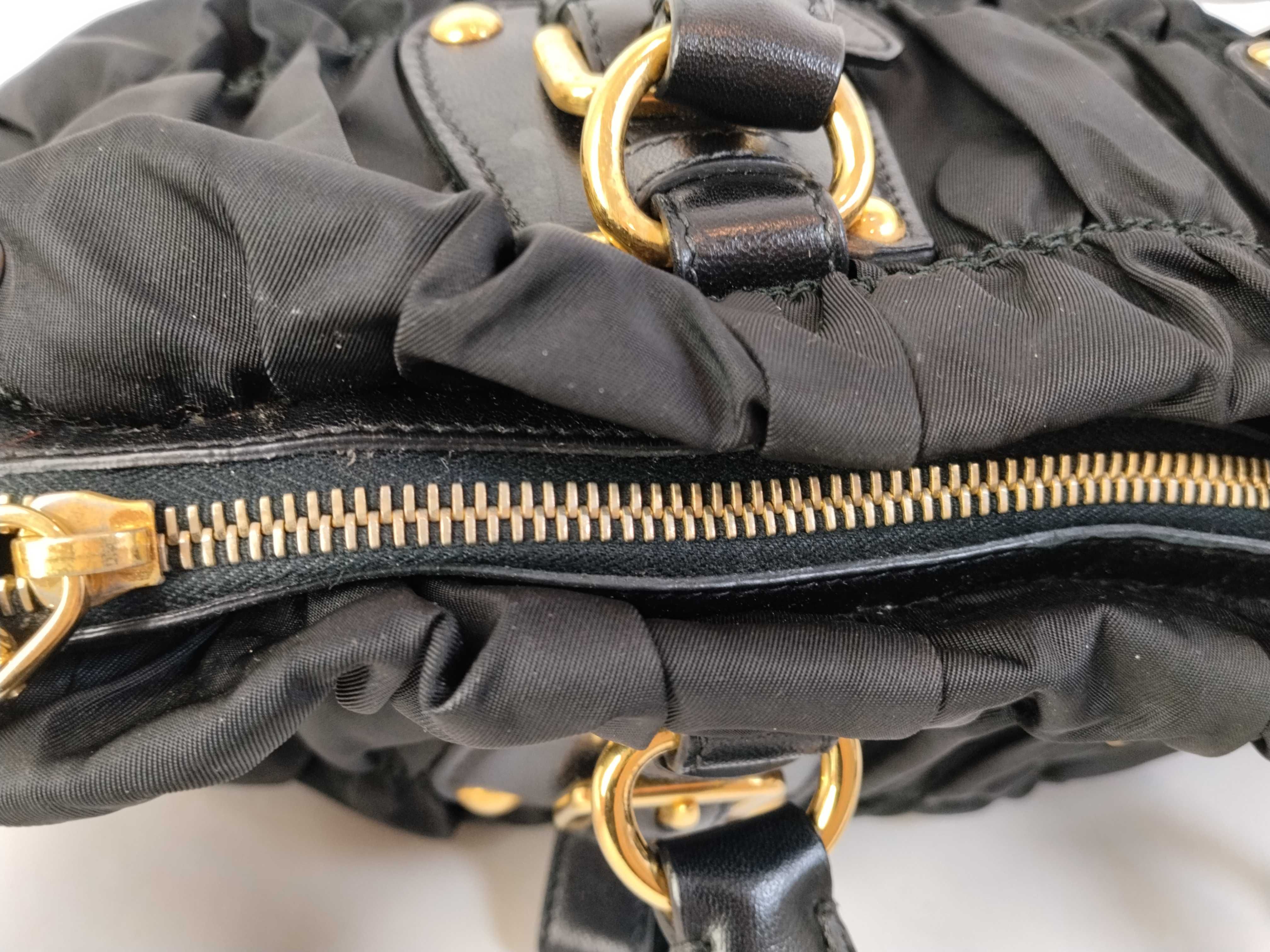 SG- Gather Nappa Gofle Nylon 2-Way Handbag Black BN1407 Handbag — view 8