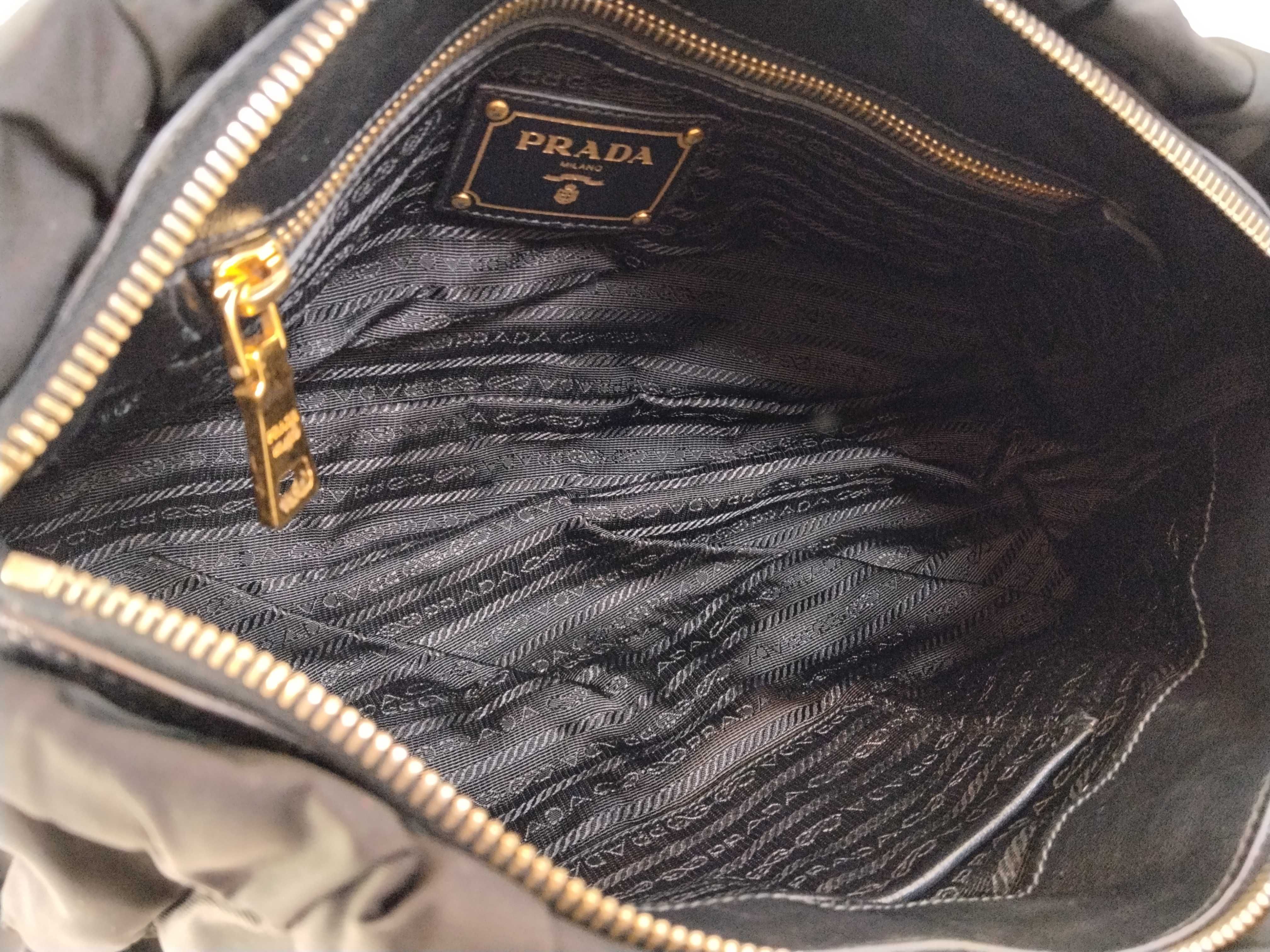 SG- Gather Nappa Gofle Nylon 2-Way Handbag Black BN1407 Handbag — view 9